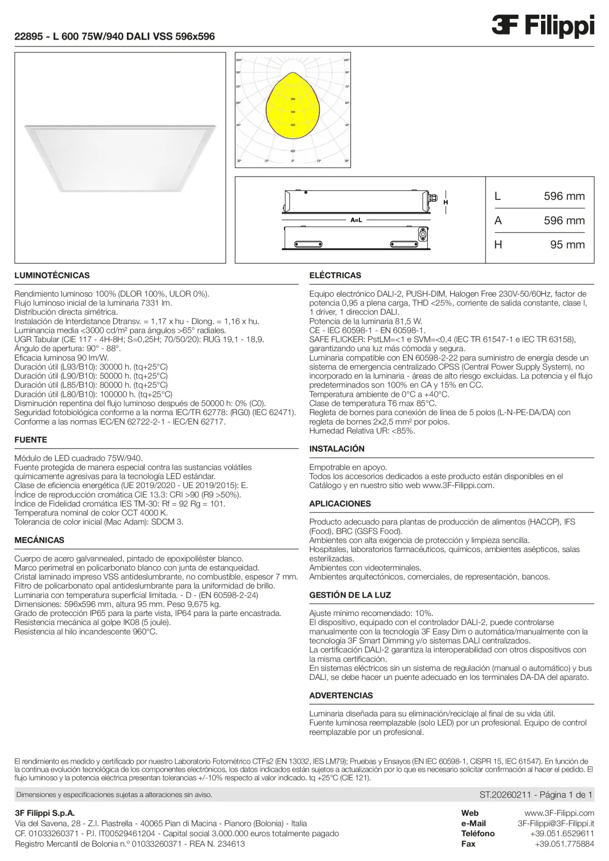 22895 - L 600 75W-940 DALI VSS 596x596 - Datasheet - es