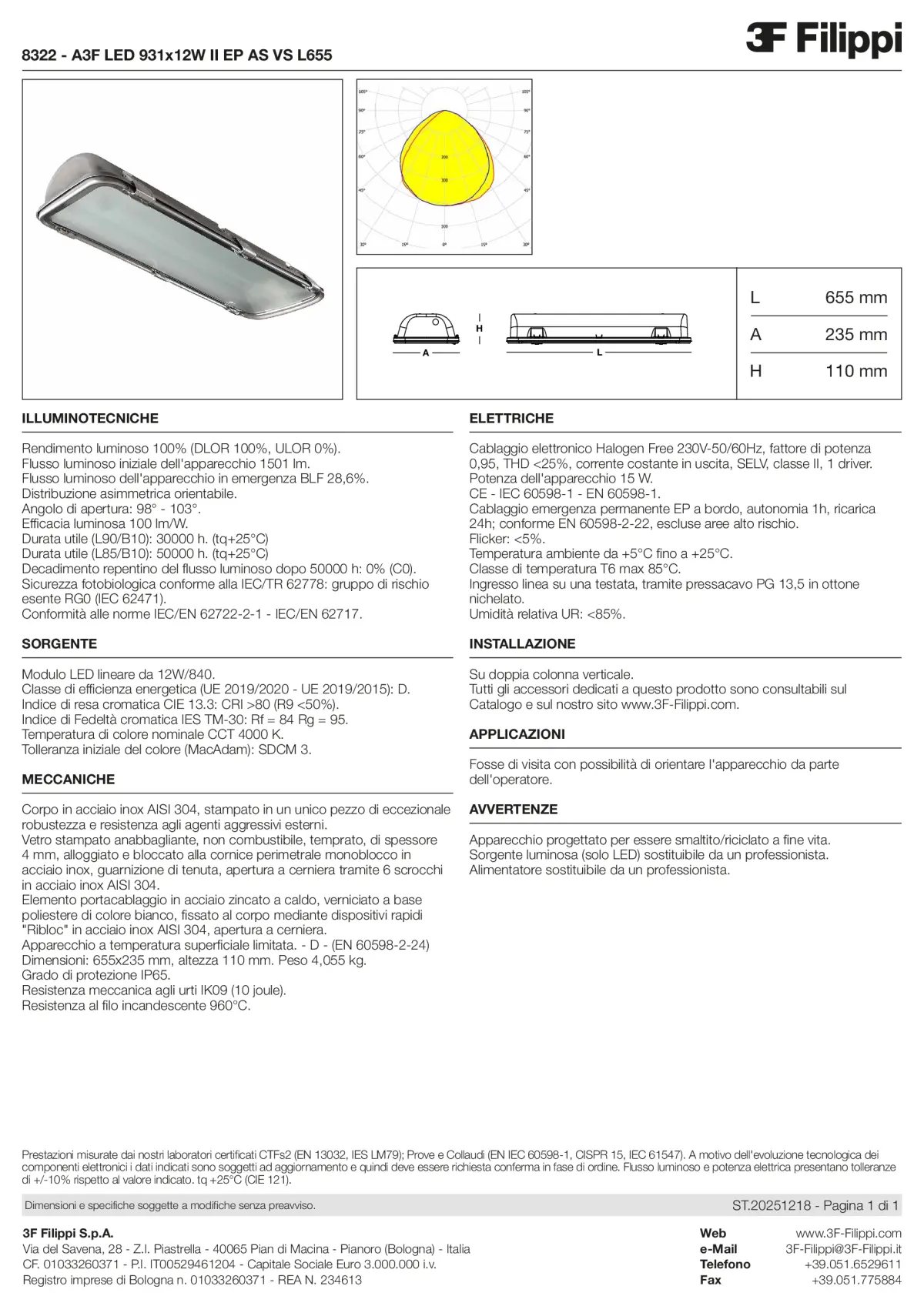 8322 - A3F LED 931x12W II EP AS VS L655 - Datasheet - it
