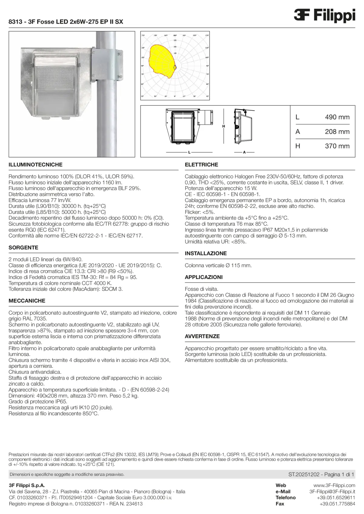 8313 - 3F Fosse LED 2x6W-275 EP II SX - Datasheet - it