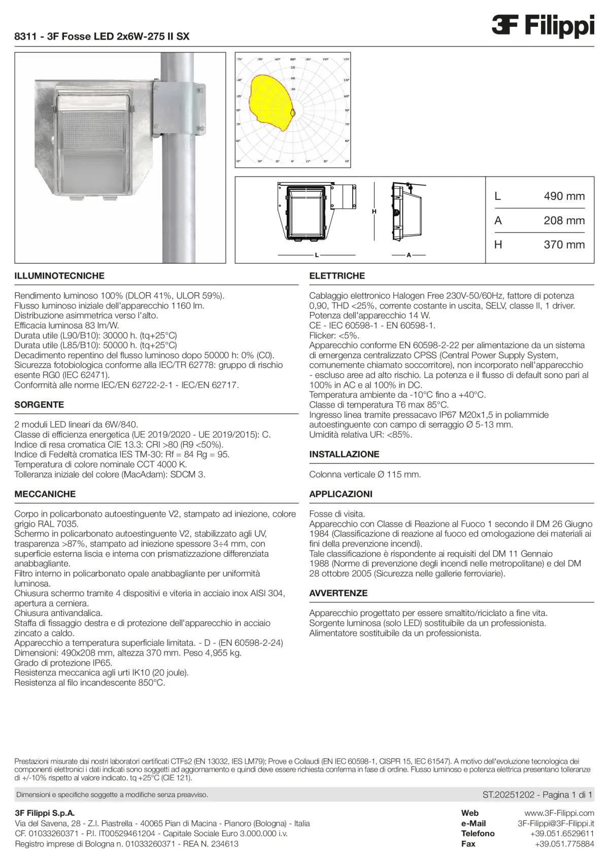 8311 - 3F Fosse LED 2x6W-275 II SX - Datasheet - it