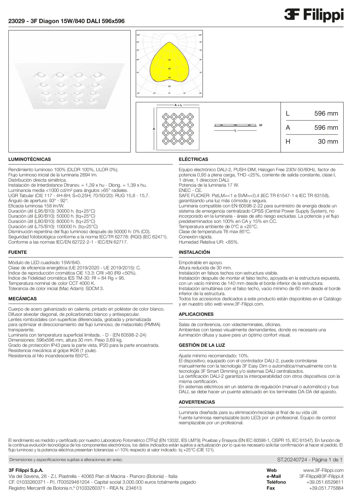 23029 - 3F Diagon 15W-840 DALI 596x596 - Datasheet - es