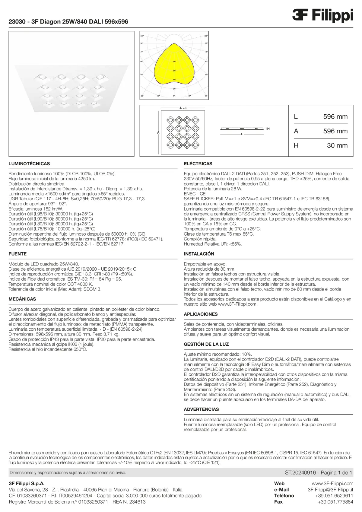23030 - 3F Diagon 25W-840 DALI 596x596 - Datasheet - es