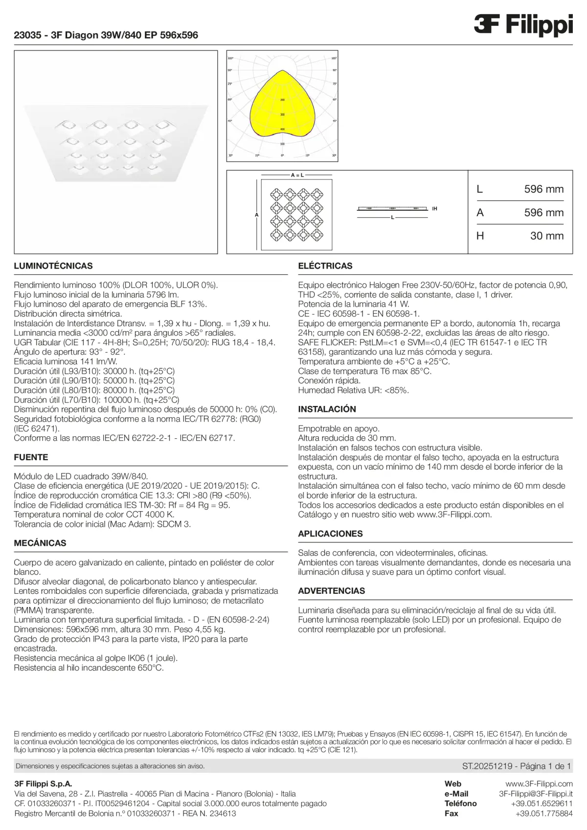 23035 - 3F Diagon 39W-840 EP 596x596 - Datasheet - es