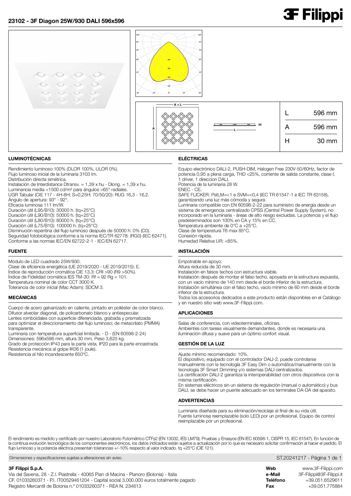 23102 - 3F Diagon 25W-930 DALI 596x596 - Datasheet - es