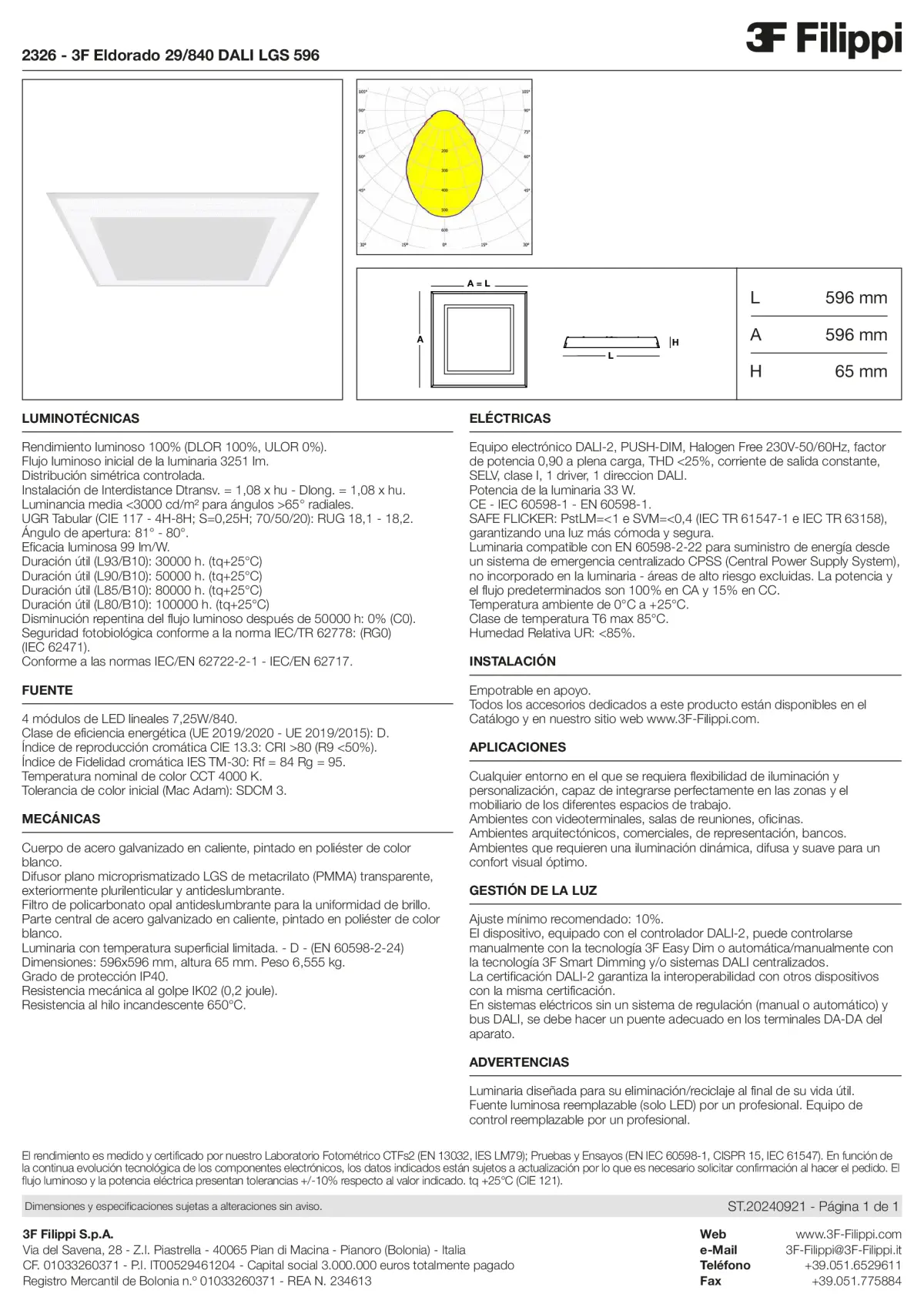 2326 - 3F Eldorado 29-840 DALI LGS 596 - Datasheet - es
