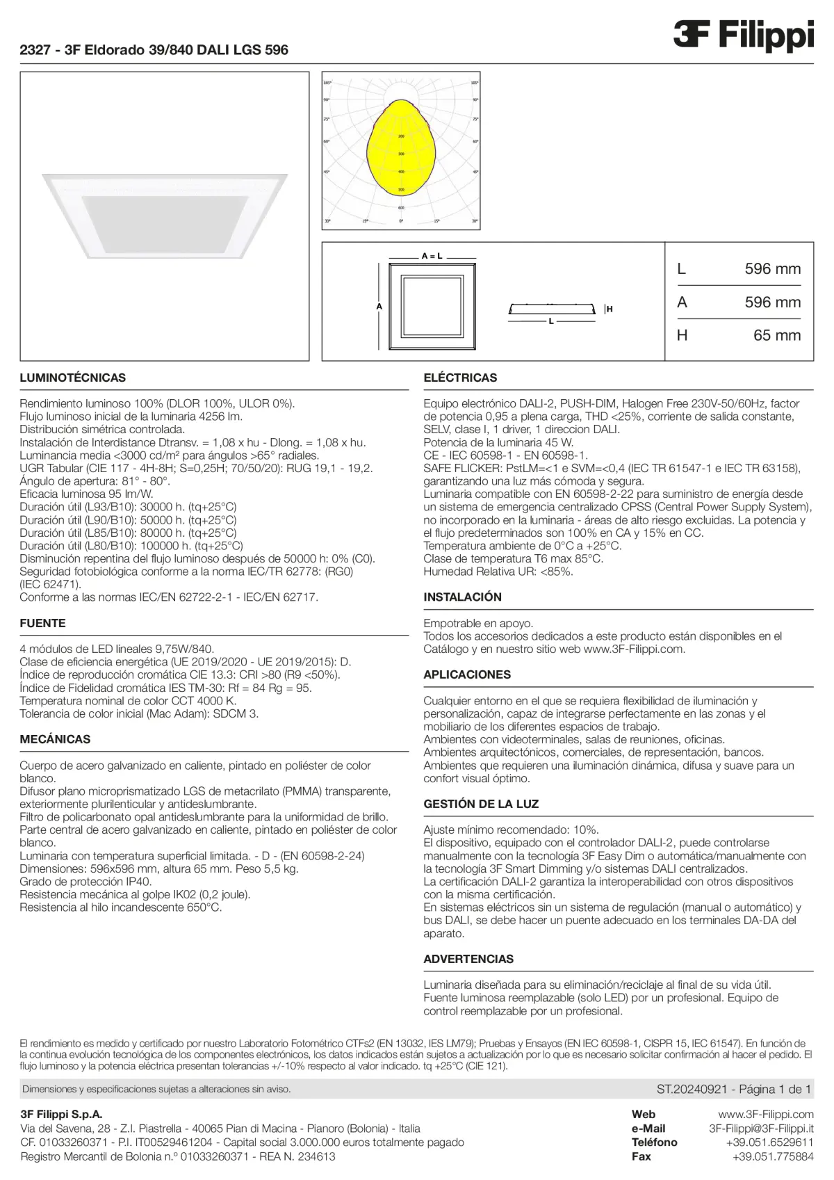 2327 - 3F Eldorado 39-840 DALI LGS 596 - Datasheet - es