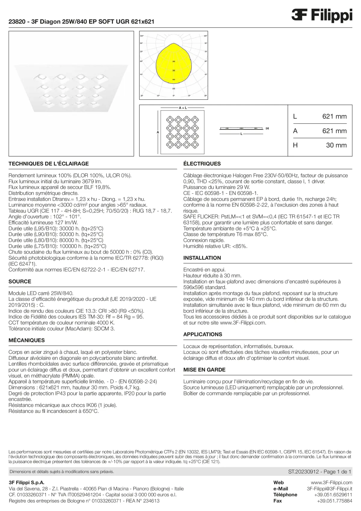 23820 - 3F Diagon 25W-840 EP SOFT UGR 621x621 - Datasheet - fr