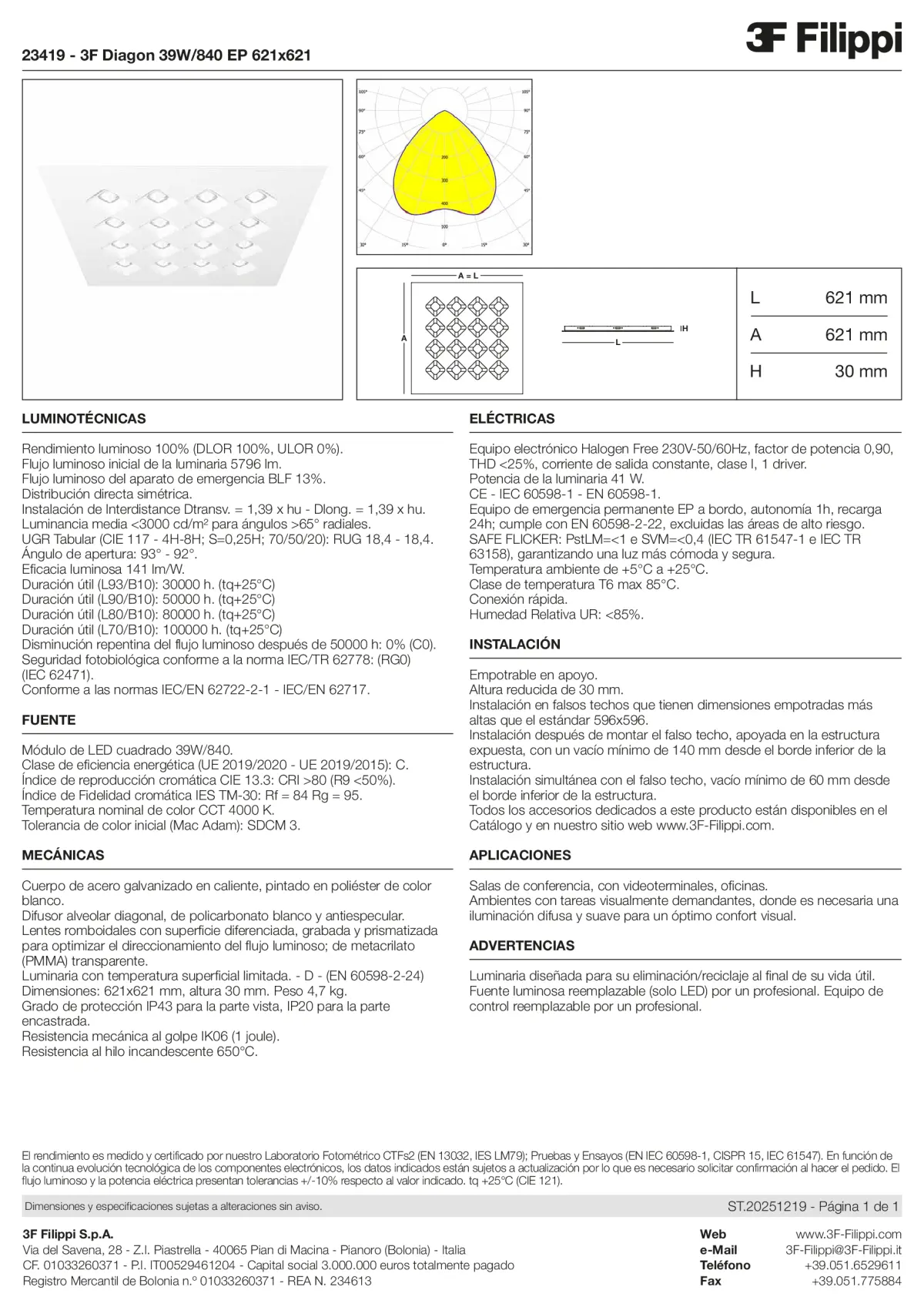23419 - 3F Diagon 39W-840 EP 621x621 - Datasheet - es