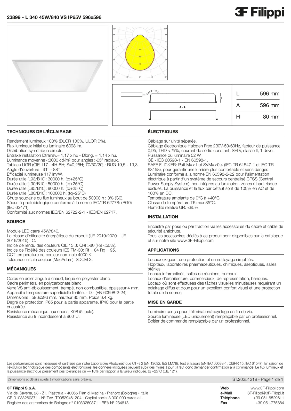 23899 - L 340 45W-840 VS IP65V 596x596 - Datasheet - fr