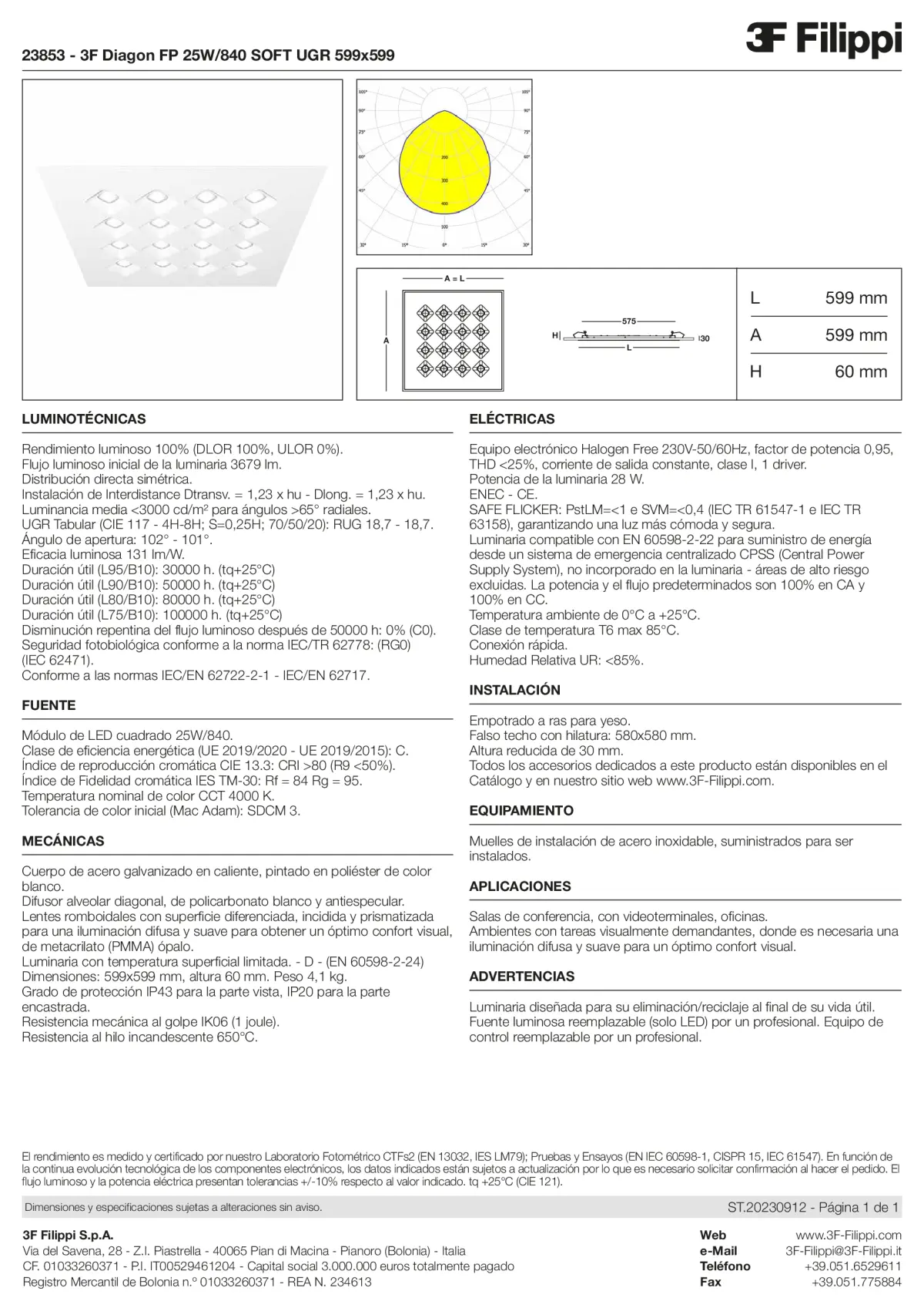 23853 - 3F Diagon FP 25W-840 SOFT UGR 599x599 - Datasheet - es