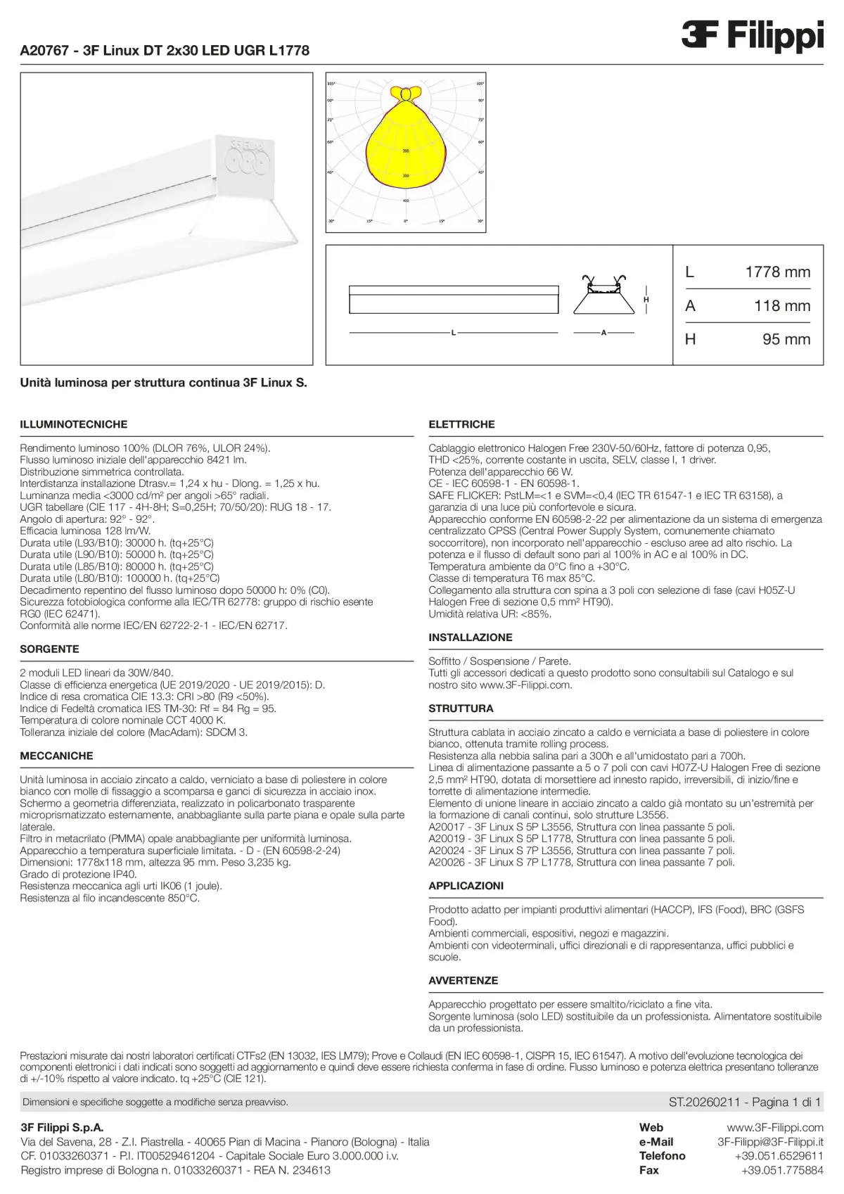 A20767 - 3F Linux DT 2x30 LED UGR L1778 - Datasheet - it