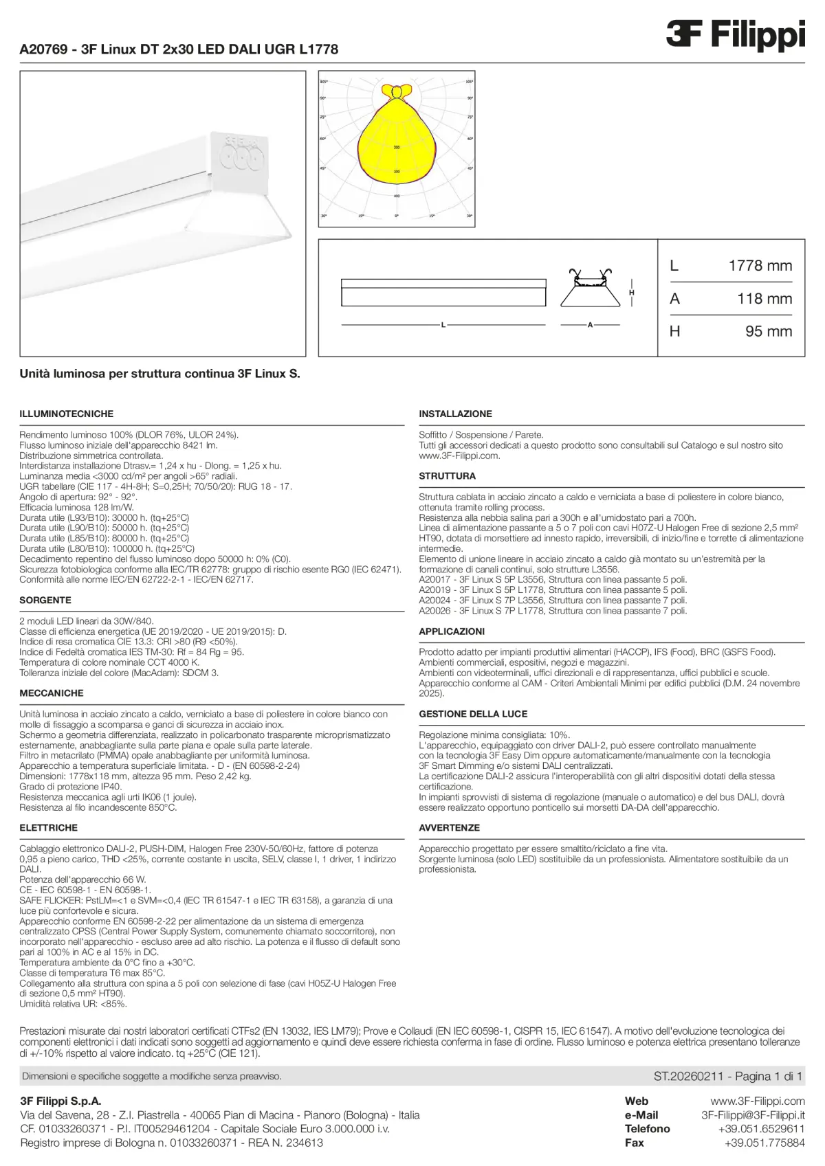 A20769 - 3F Linux DT 2x30 LED DALI UGR L1778 - Datasheet - it