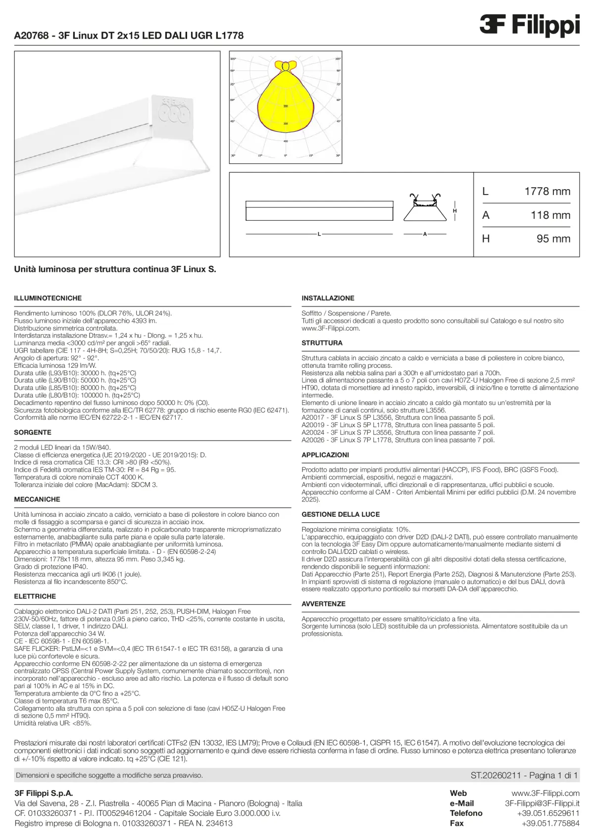 A20768 - 3F Linux DT 2x15 LED DALI UGR L1778 - Datasheet - it