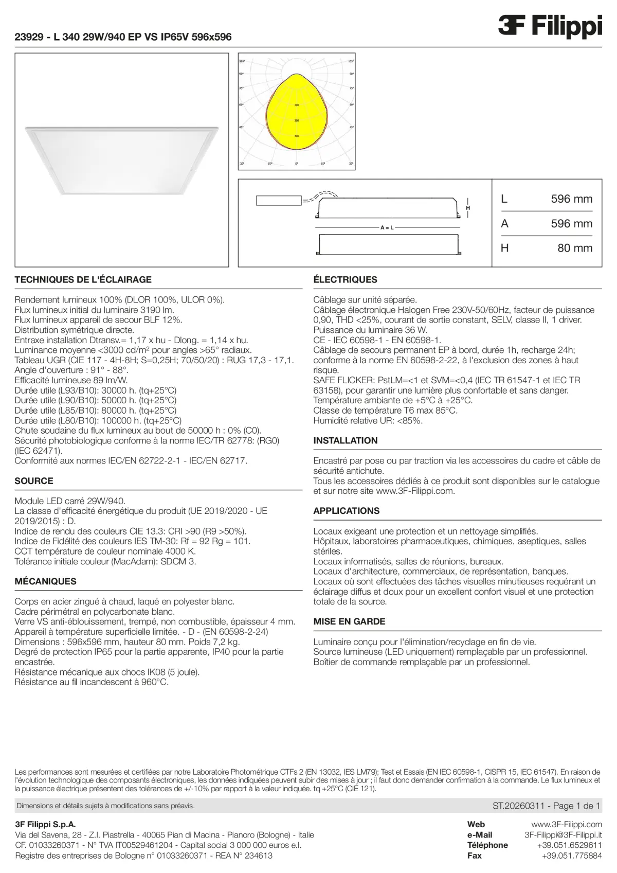 23929 - L 340 29W-940 EP VS IP65V 596x596 - Datasheet - fr