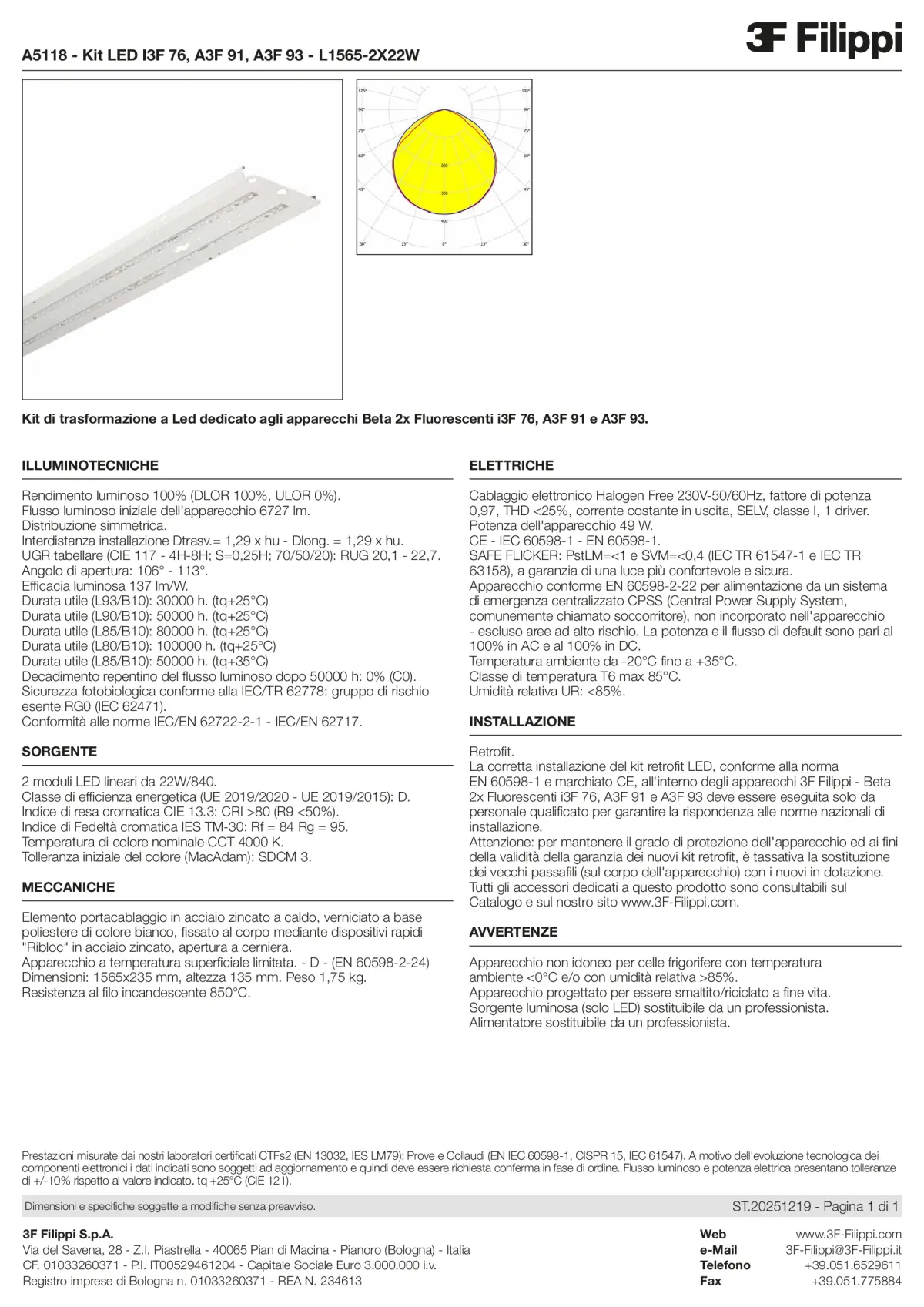 A5118 - Kit LED I3F 76, A3F 91, A3F 93 - L1565-2X22W - Datasheet - it