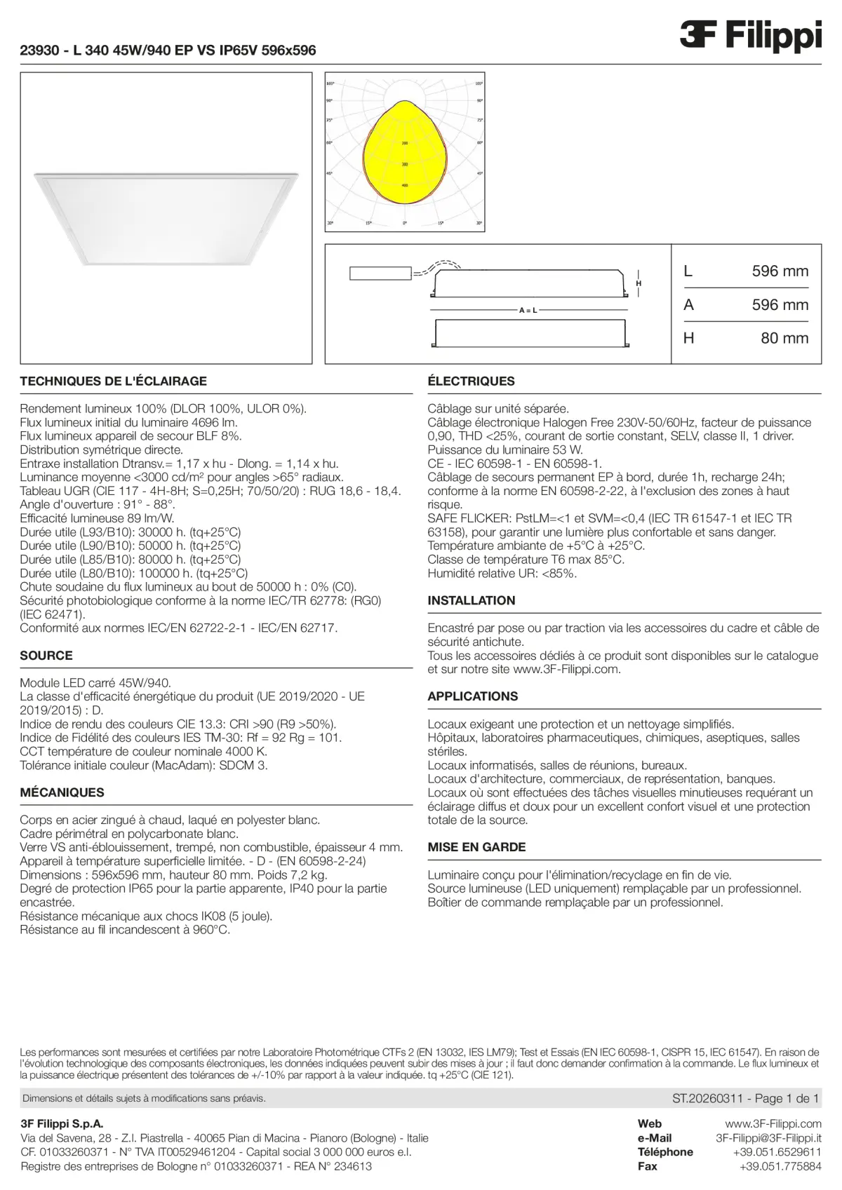 23930 - L 340 45W-940 EP VS IP65V 596x596 - Datasheet - fr