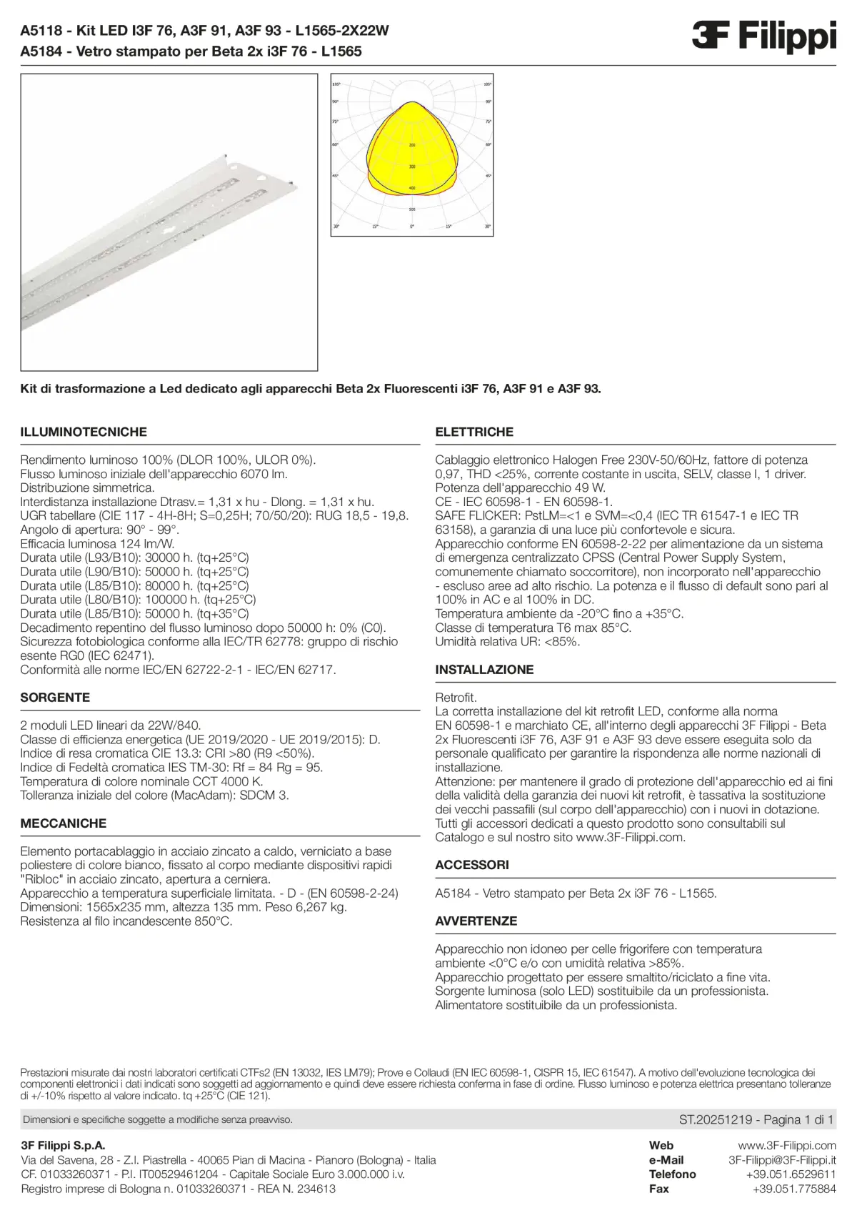 A5118+A5184 - Kit LED I3F 76, A3F 91, A3F 93 - L1565-2X22W + VS - Datasheet - it