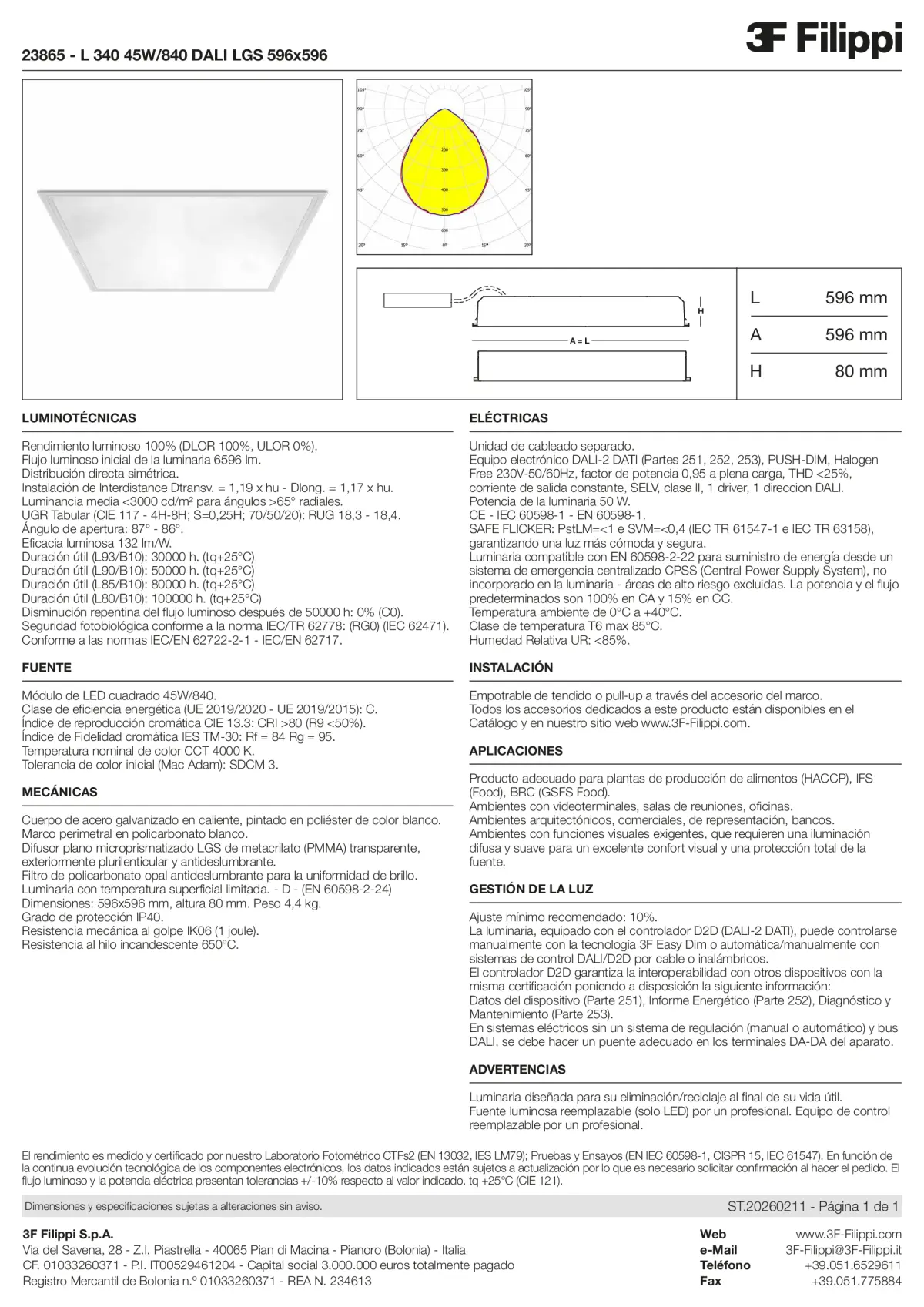 23865 - L 340 45W-840 DALI LGS 596x596 - Datasheet - es