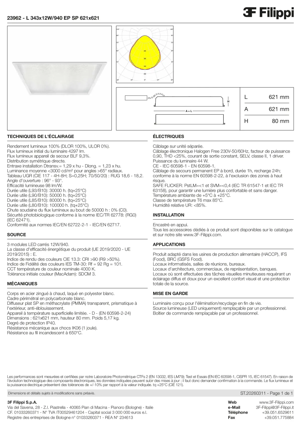 23962 - L 343x12W-940 EP SP 621x621 - Datasheet - fr