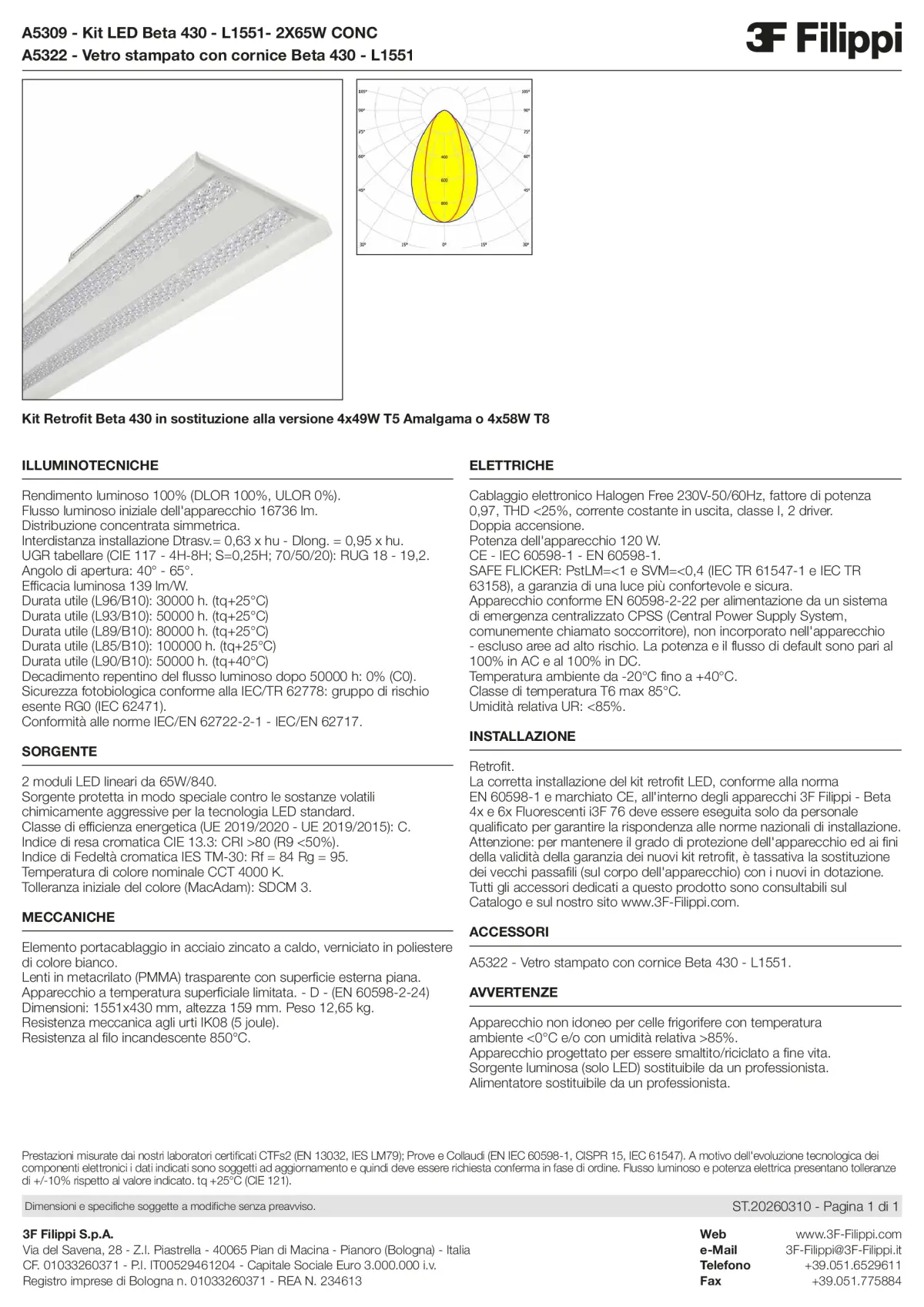 A5309+A5322 - Kit LED Beta 430 - L1551- 2X65W CONC + VS - Datasheet - it