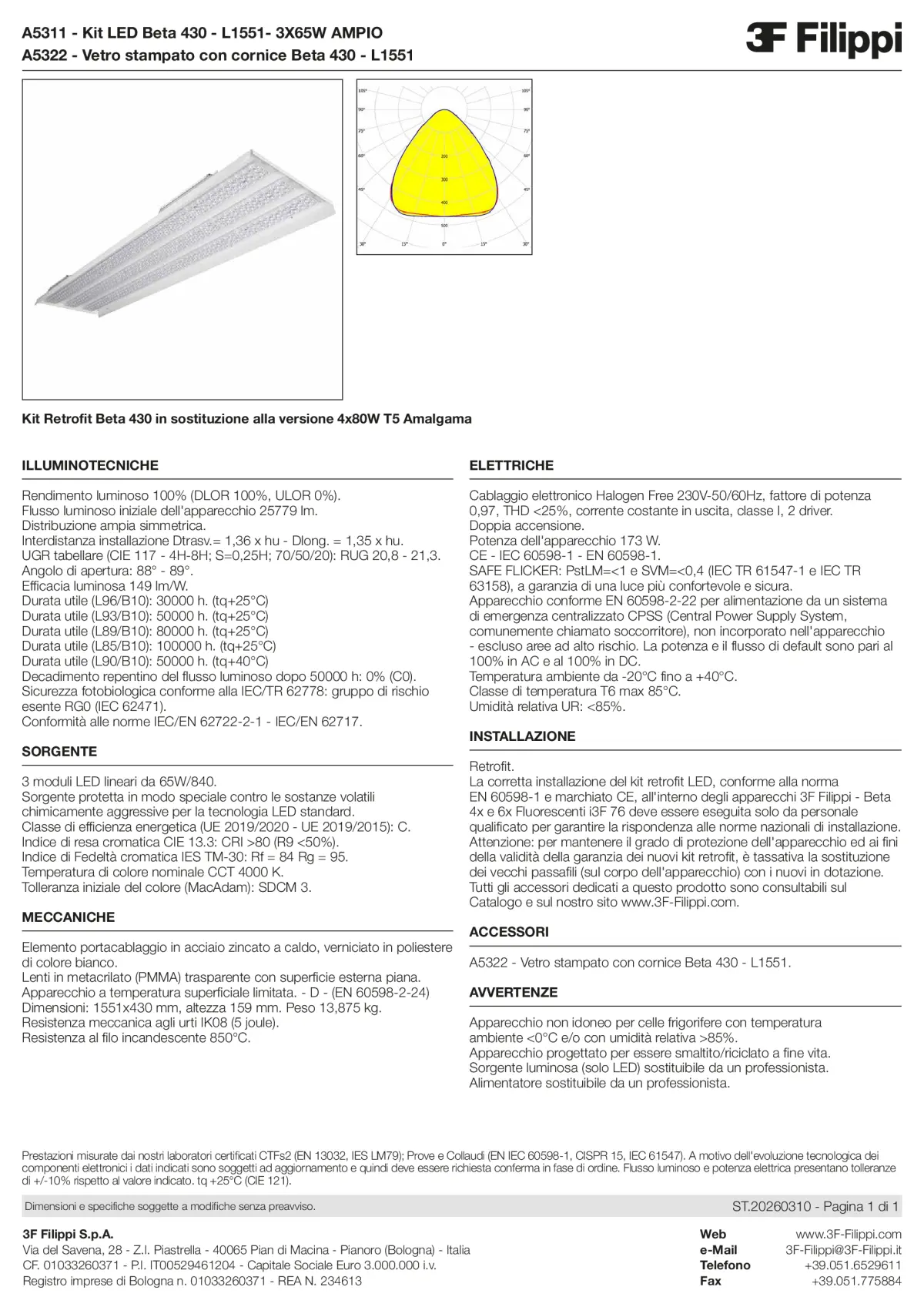 A5311+A5322 - Kit LED Beta 430 - L1551- 3X65W AMPIO + VS - Datasheet - it