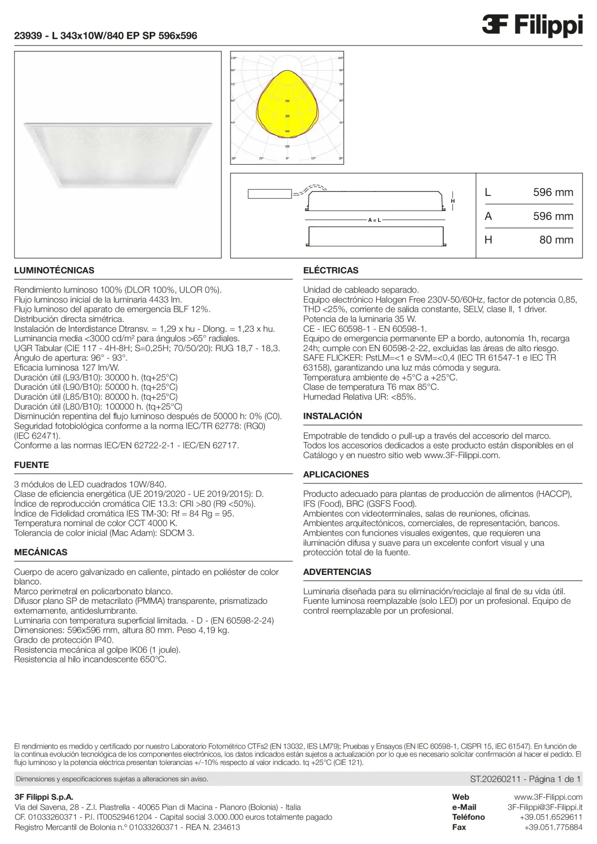 23939 - L 343x10W-840 EP SP 596x596 - Datasheet - es