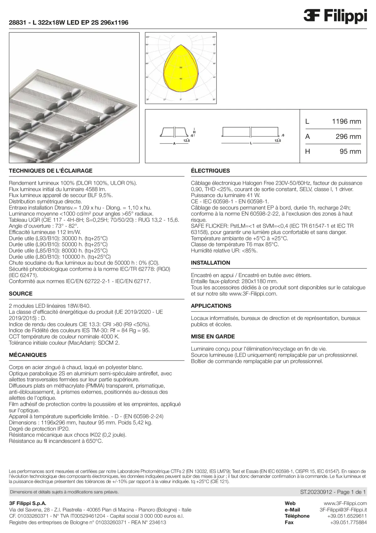 28831 - L 322x18W LED EP 2S 296x1196 - Datasheet - fr