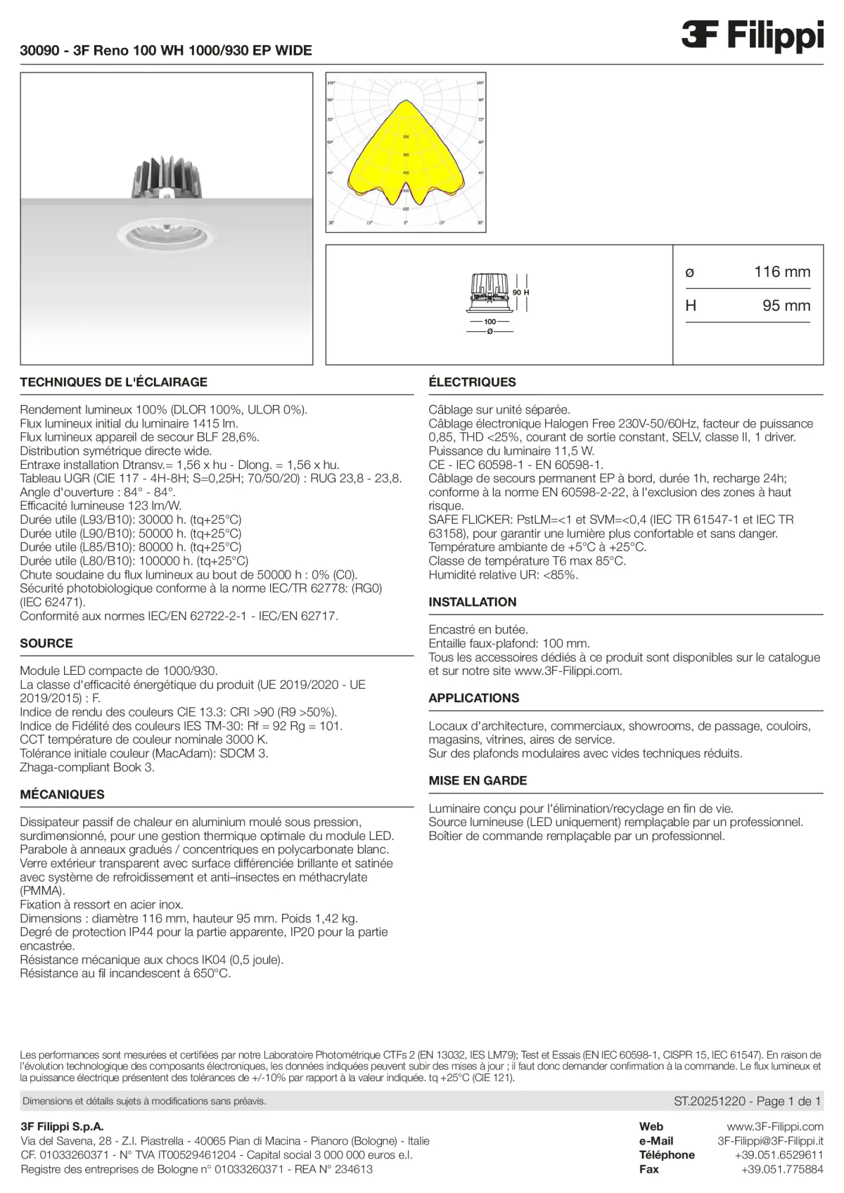 30090 - 3F Reno 100 WH 1000-930 EP WIDE - Datasheet - fr