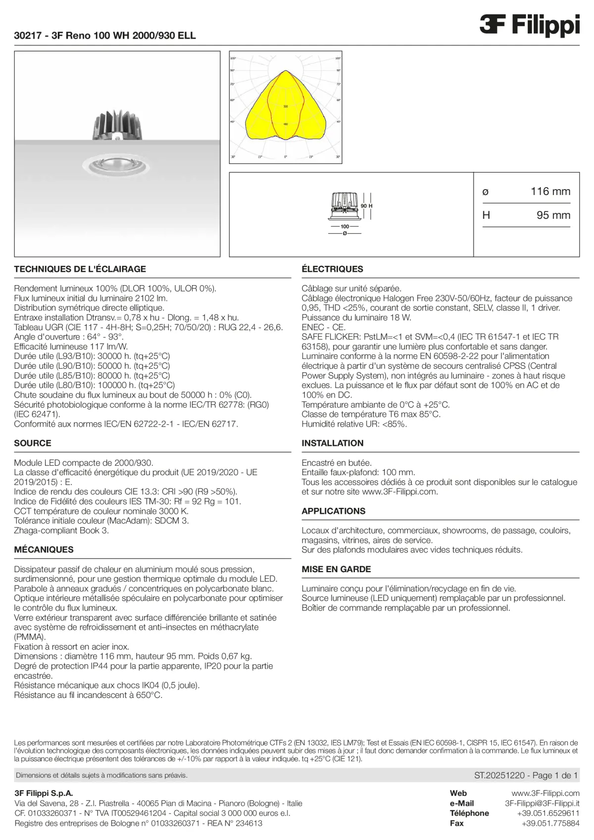 30217 - 3F Reno 100 WH 2000-930 ELL - Datasheet - fr
