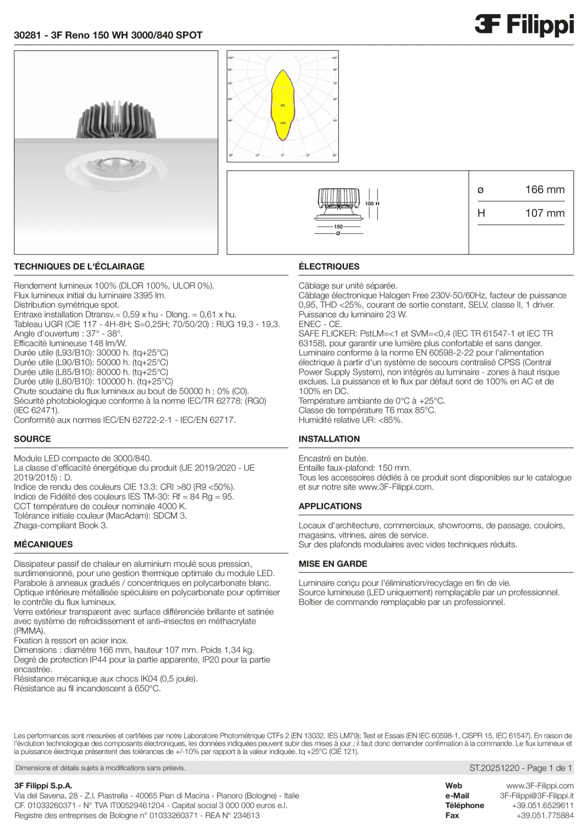 30281 - 3F Reno 150 WH 3000-840 SPOT - Datasheet - fr