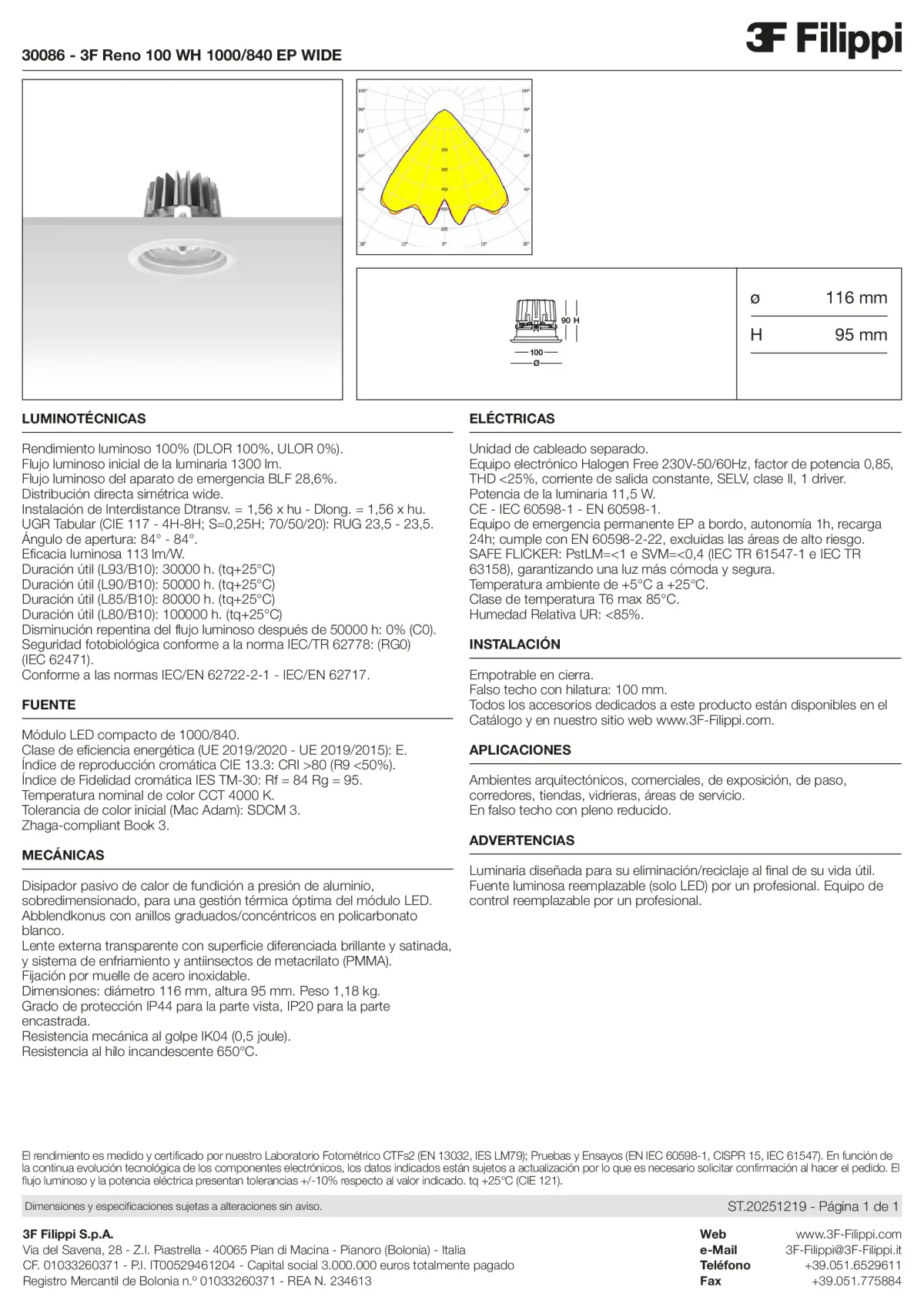 30086 - 3F Reno 100 WH 1000-840 EP WIDE - Datasheet - es