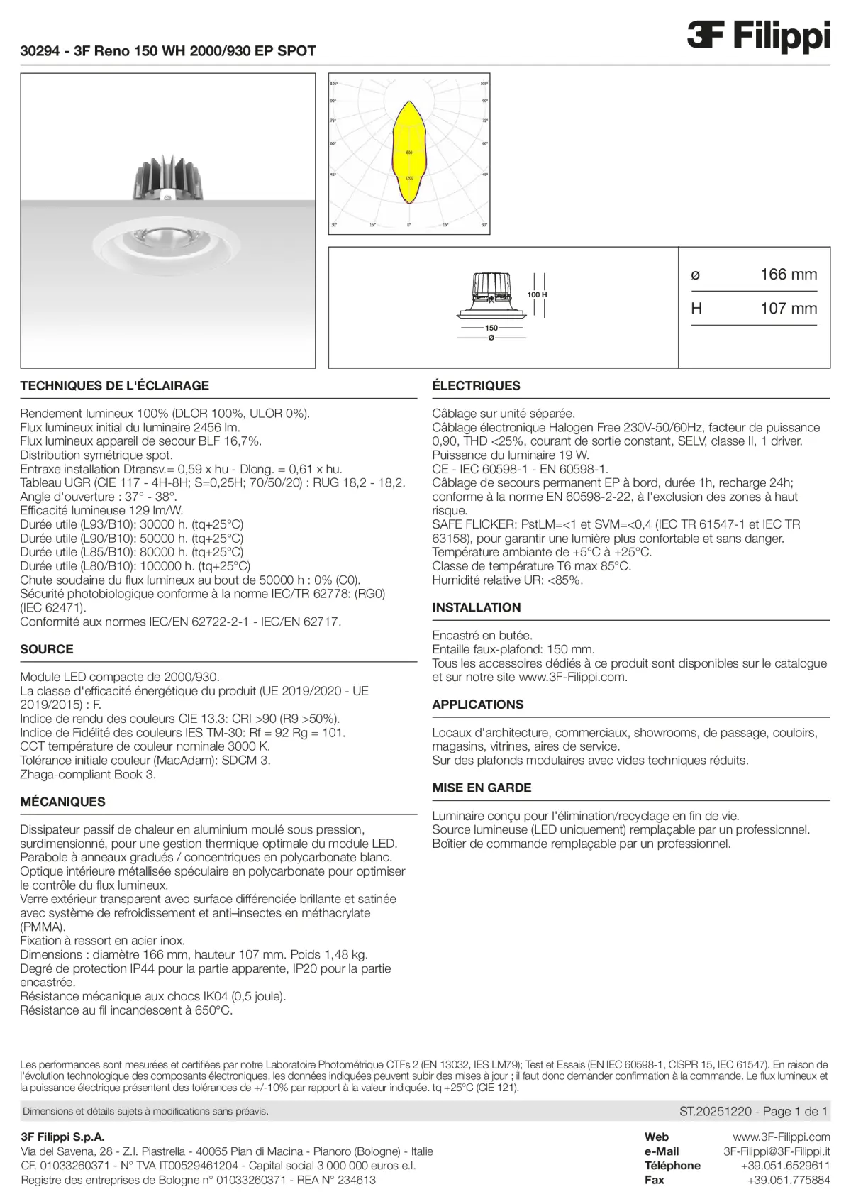 30294 - 3F Reno 150 WH 2000-930 EP SPOT - Datasheet - fr