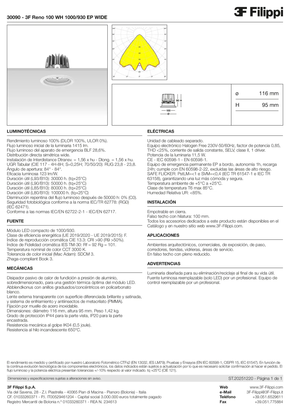 30090 - 3F Reno 100 WH 1000-930 EP WIDE - Datasheet - es