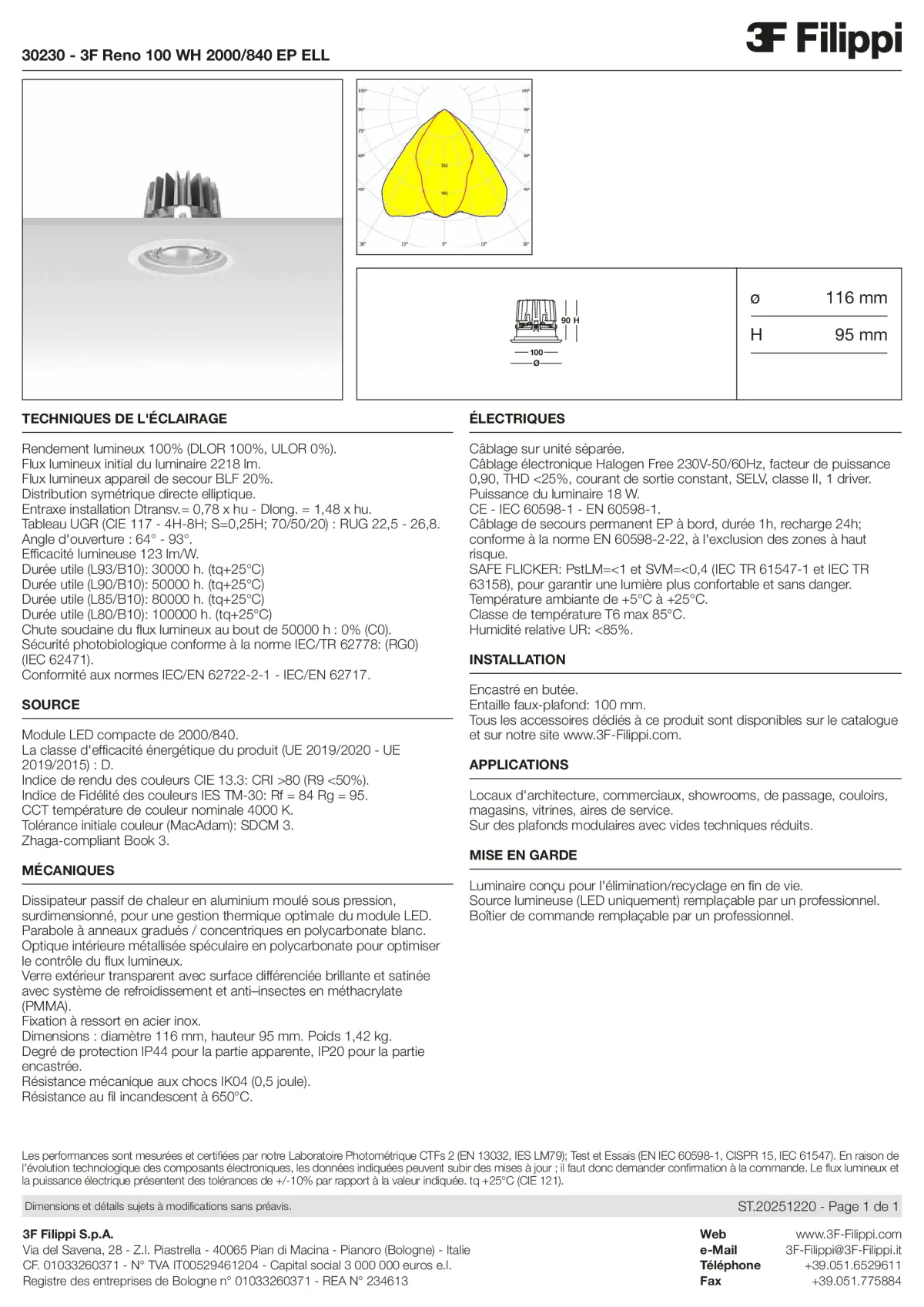 30230 - 3F Reno 100 WH 2000-840 EP ELL - Datasheet - fr