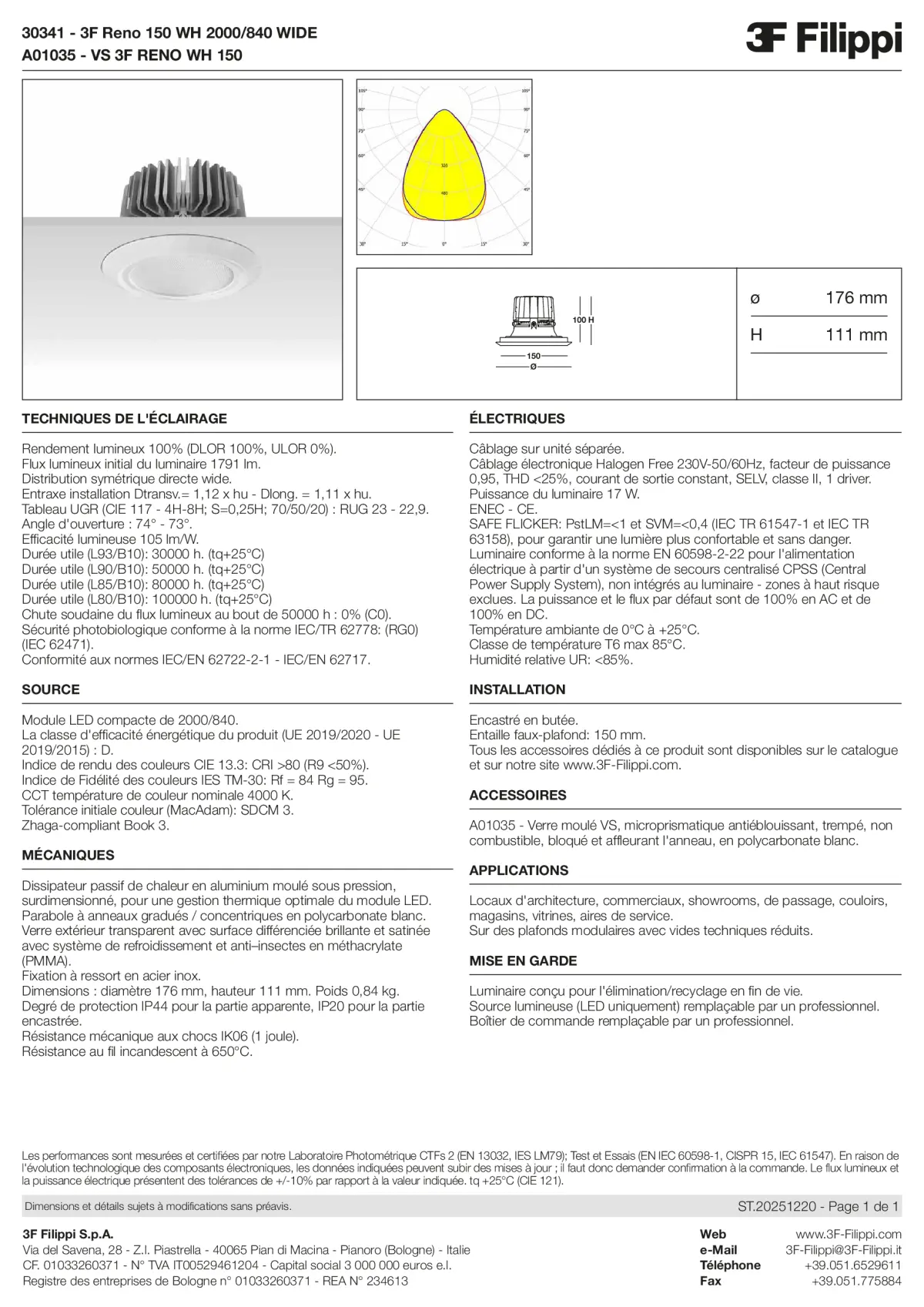 30341+A01035 - 3F Reno 150 WH 2000-840 WIDE + VS WH - Datasheet - fr