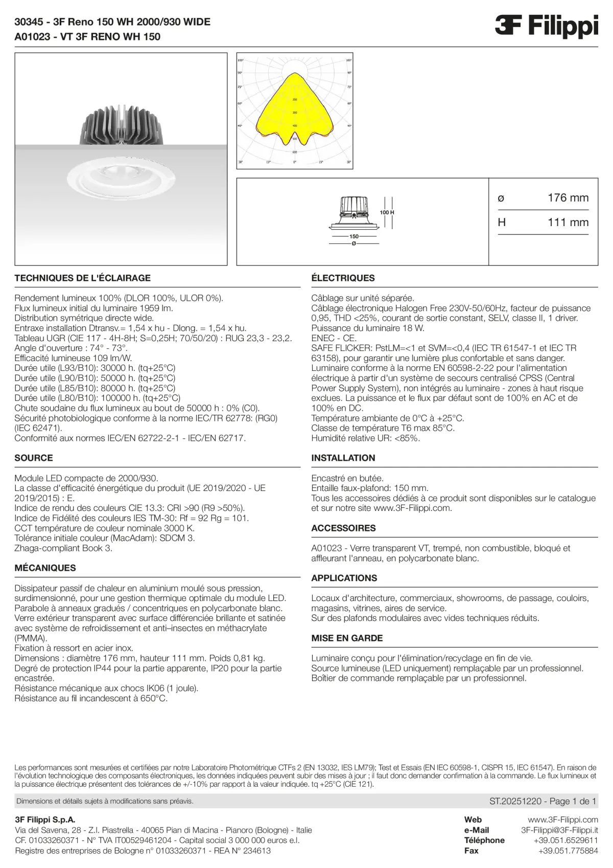 30345+A01023 - 3F Reno 150 WH 2000-930 WIDE + VT WH - Datasheet - fr