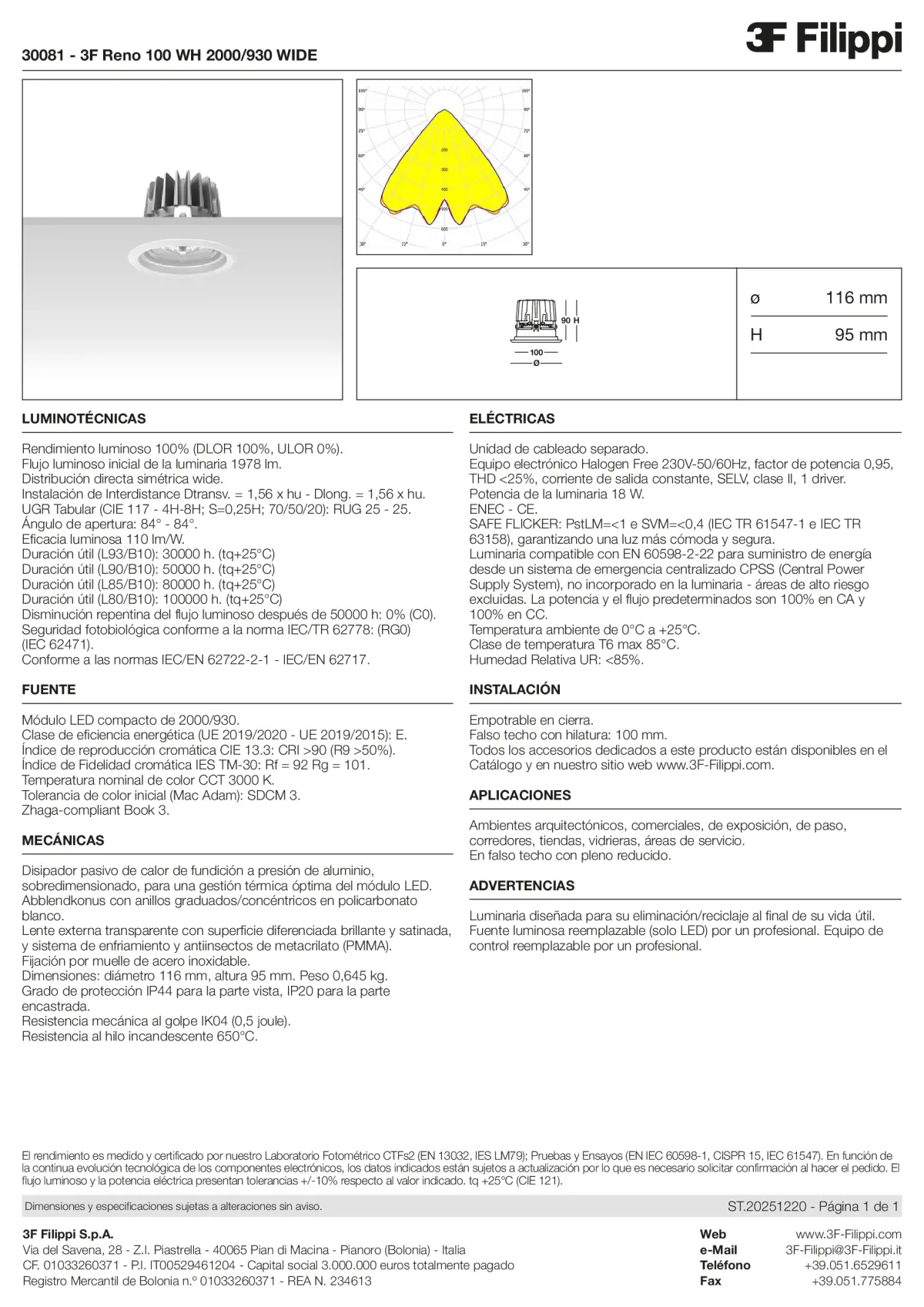 30081 - 3F Reno 100 WH 2000-930 WIDE - Datasheet - es