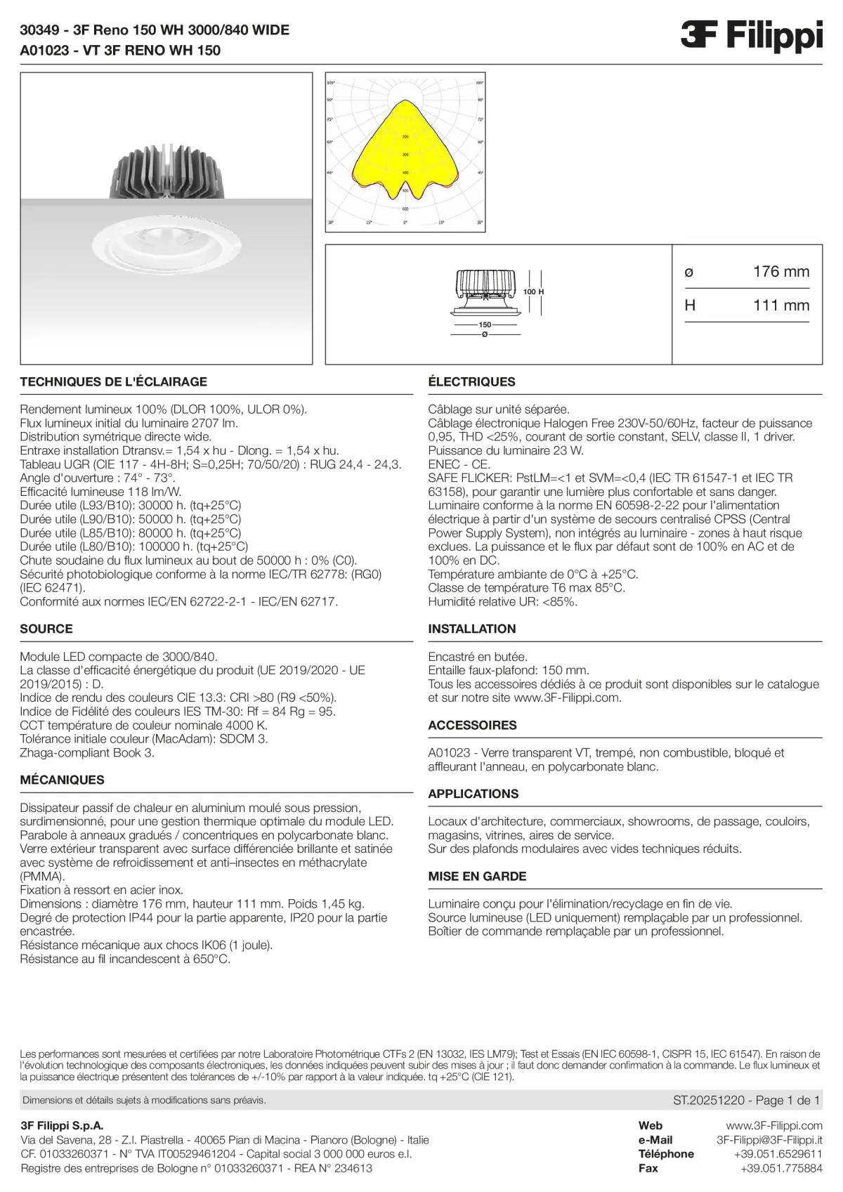 30349+A01023 - 3F Reno 150 WH 3000-840 WIDE + VT WH - Datasheet - fr