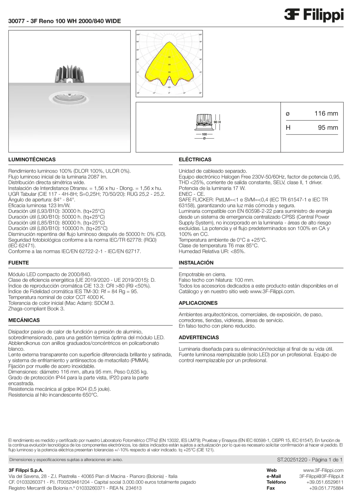 30077 - 3F Reno 100 WH 2000-840 WIDE - Datasheet - es