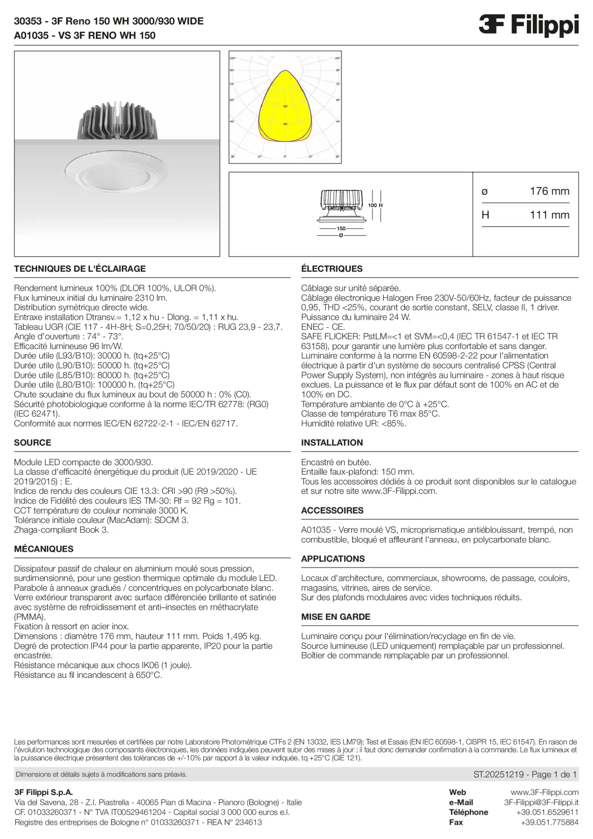 30353+A01035 - 3F Reno 150 WH 3000-930 WIDE + VS WH - Datasheet - fr