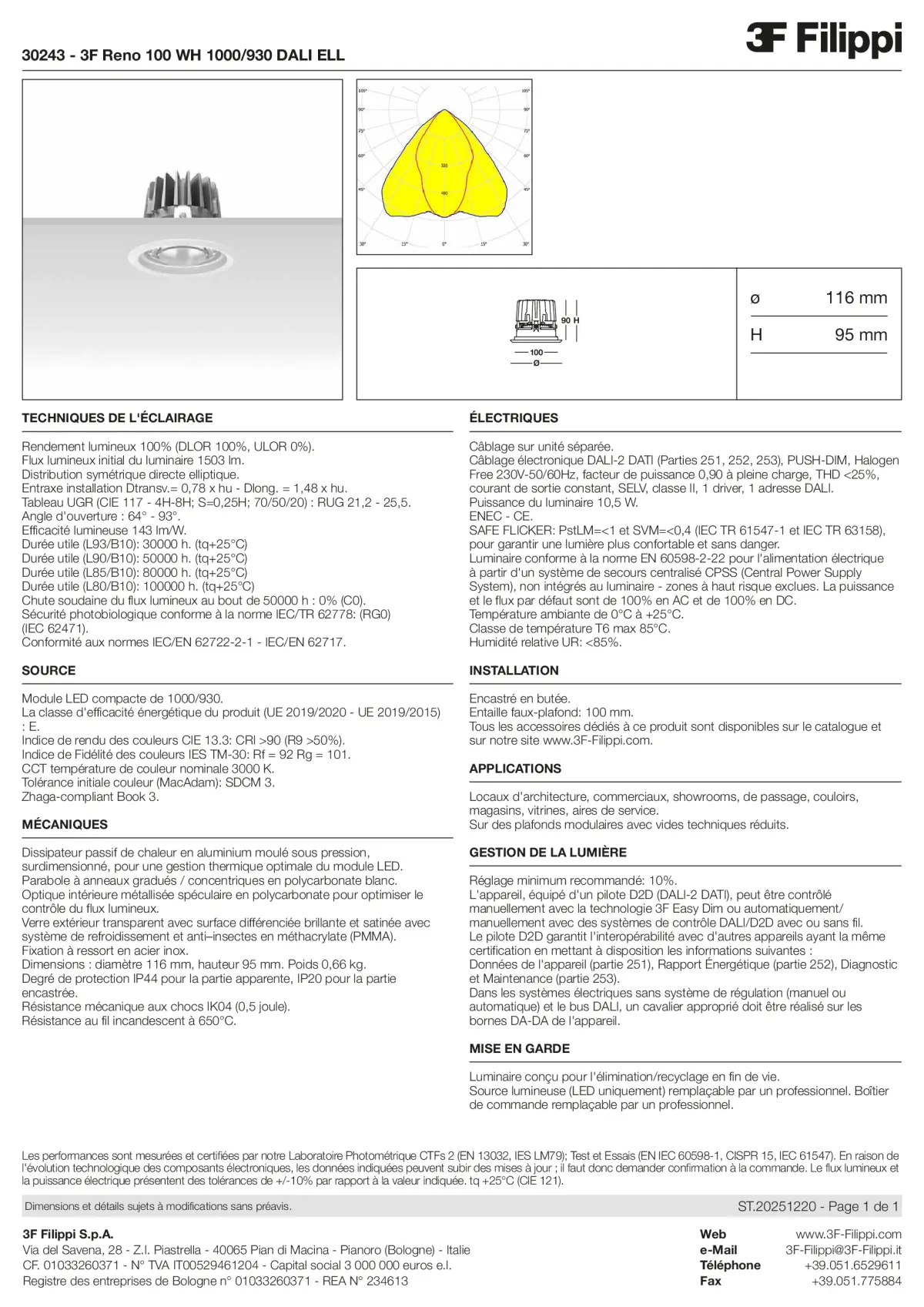 30243 - 3F Reno 100 WH 1000-930 DALI ELL - Datasheet - fr