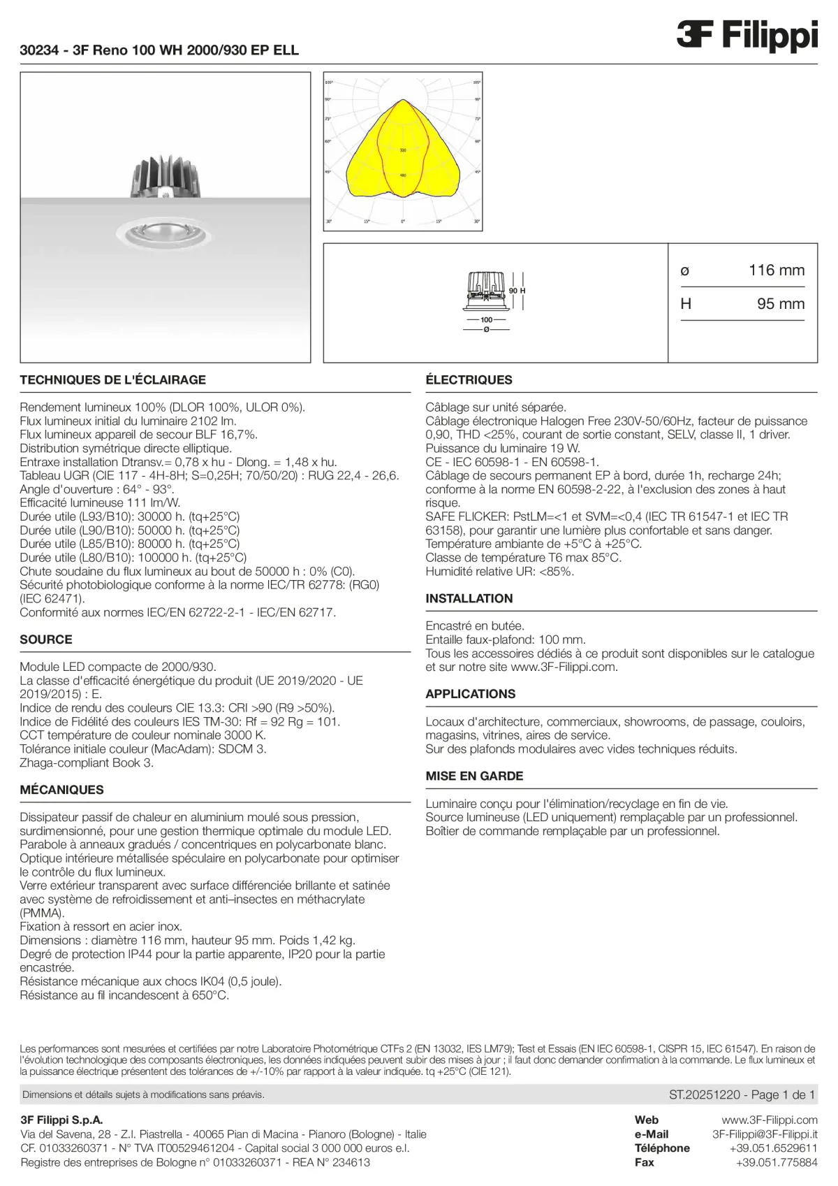 30234 - 3F Reno 100 WH 2000-930 EP ELL - Datasheet - fr