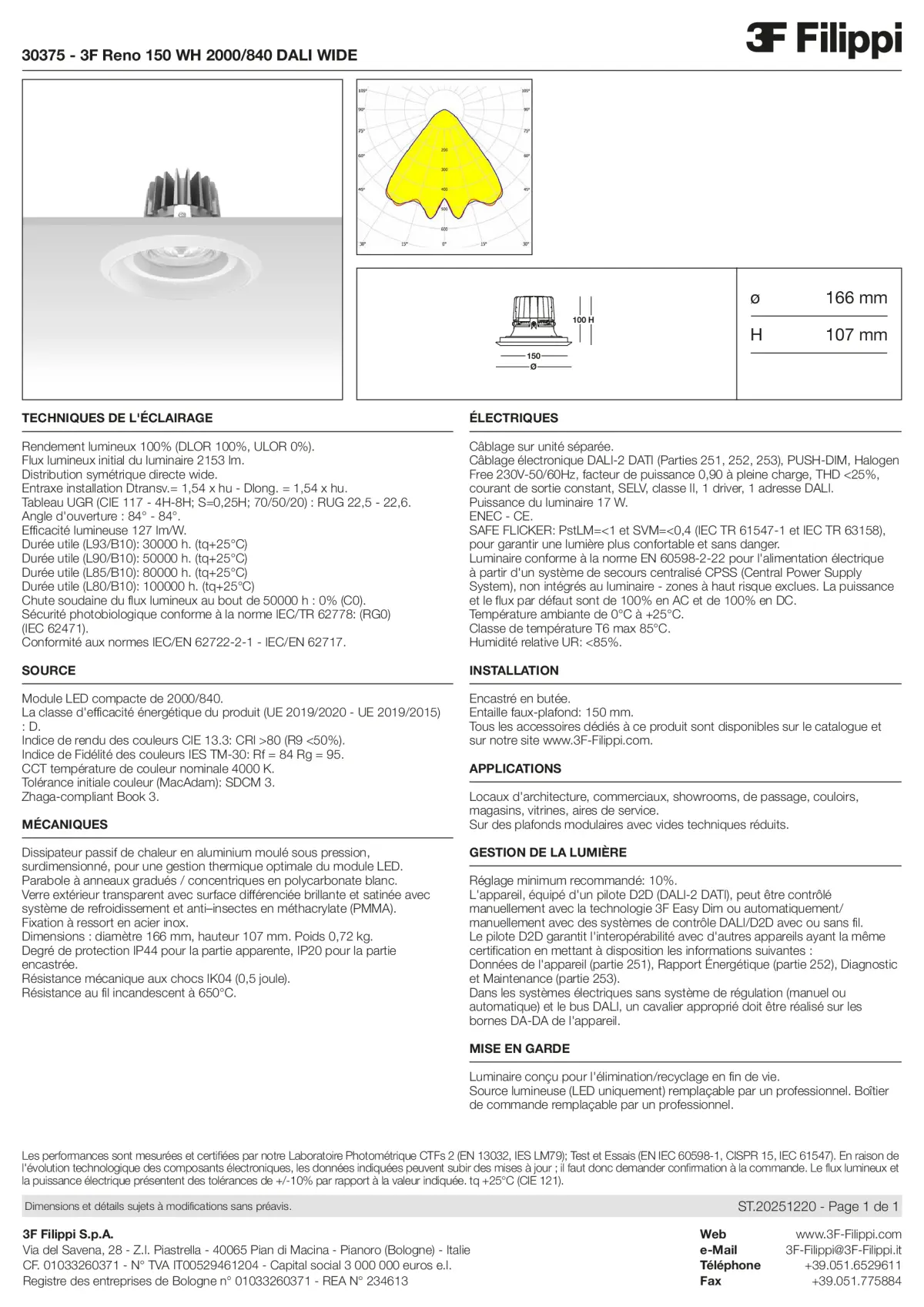 30375 - 3F Reno 150 WH 2000-840 DALI WIDE - Datasheet - fr