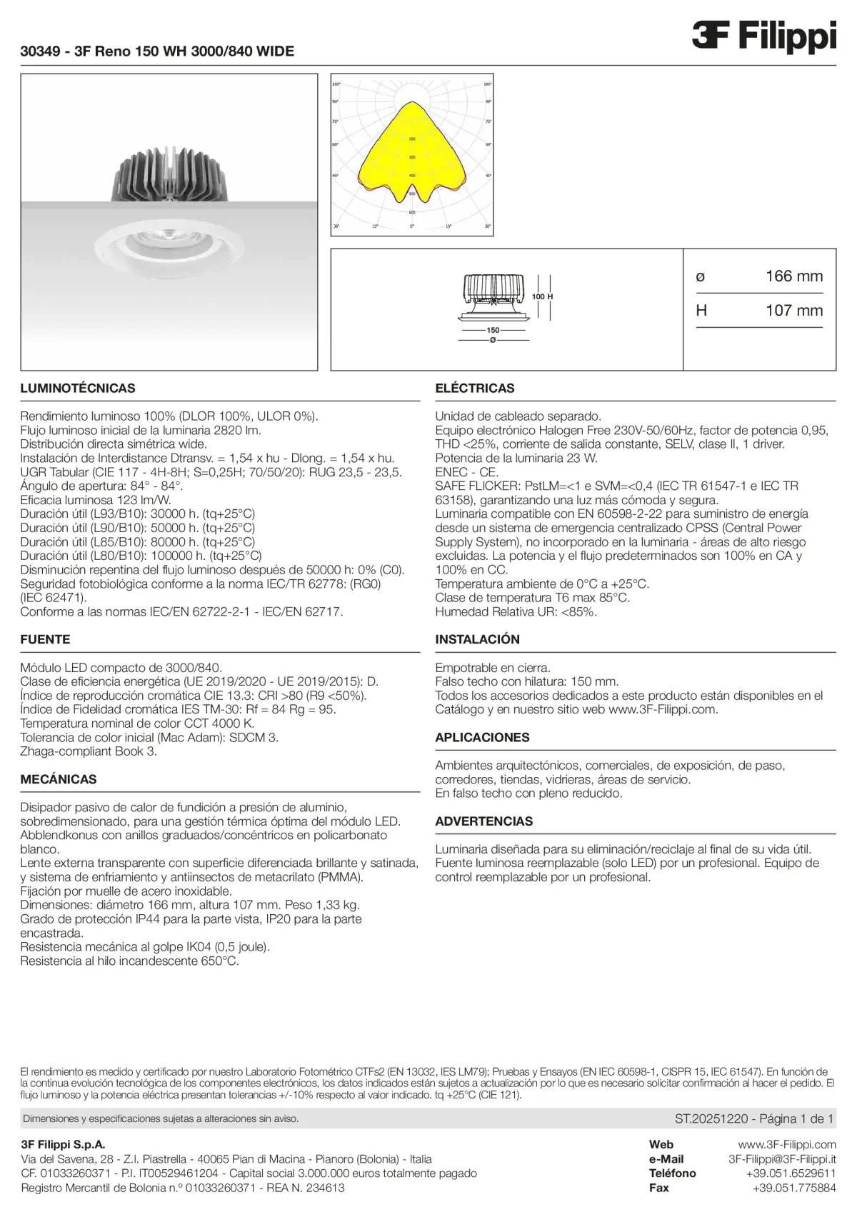 30349 - 3F Reno 150 WH 3000-840 WIDE - Datasheet - es