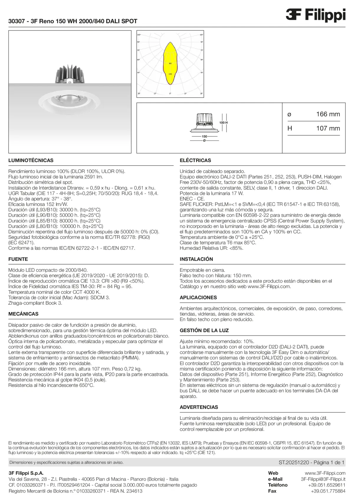 30307 - 3F Reno 150 WH 2000-840 DALI SPOT - Datasheet - es
