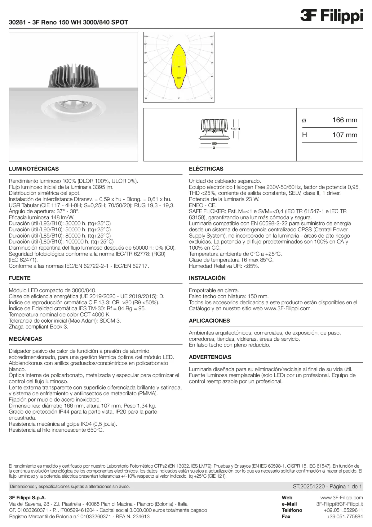 30281 - 3F Reno 150 WH 3000-840 SPOT - Datasheet - es