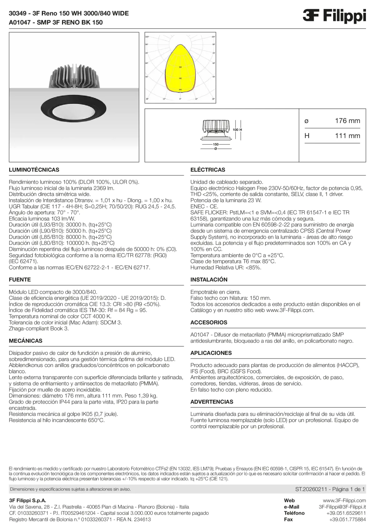 30349+A01047 - 3F Reno 150 WH 3000-840 WIDE + SMP BK - Datasheet - es
