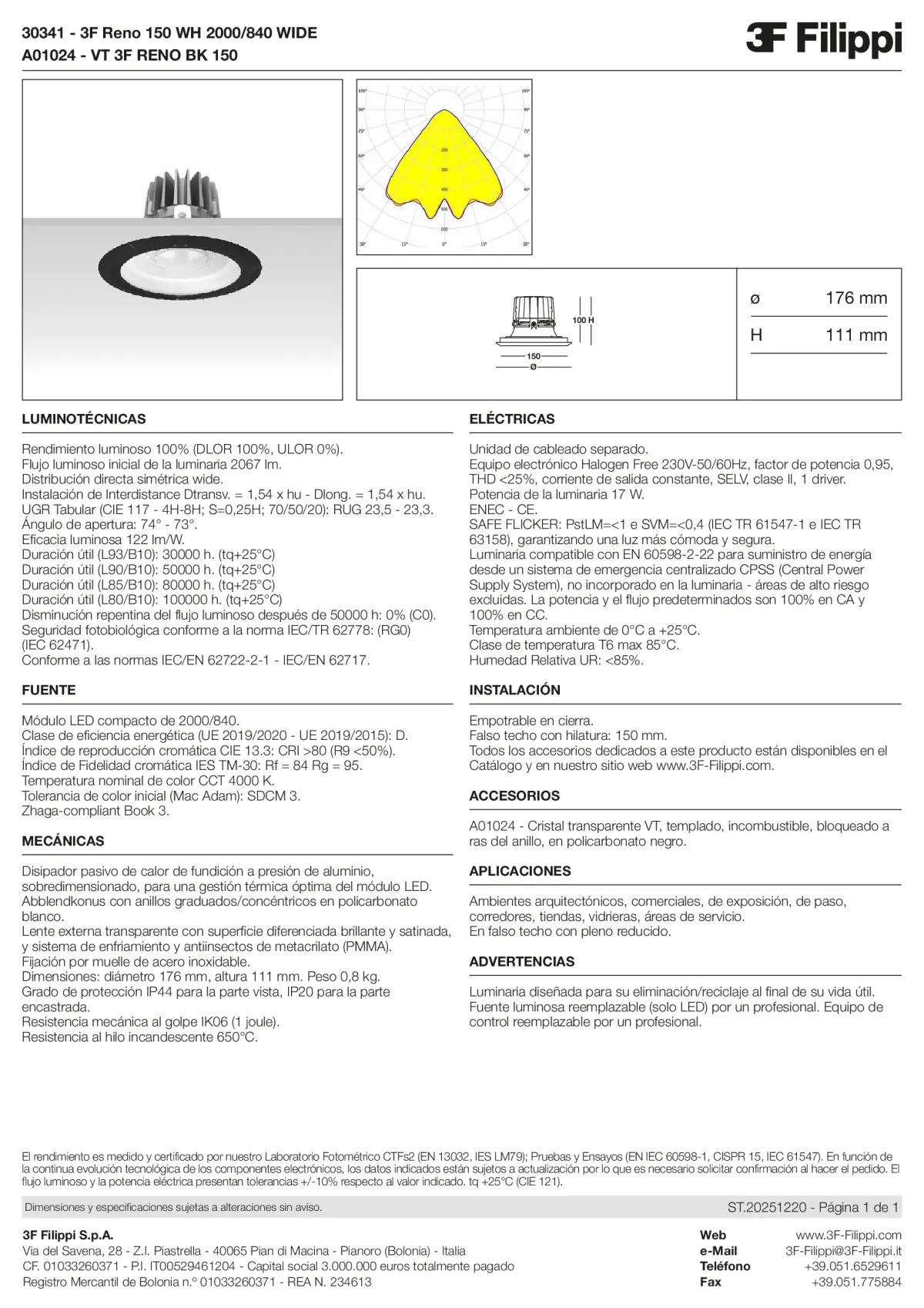 30341+A01024 - 3F Reno 150 WH 2000-840 WIDE + VT BK - Datasheet - es