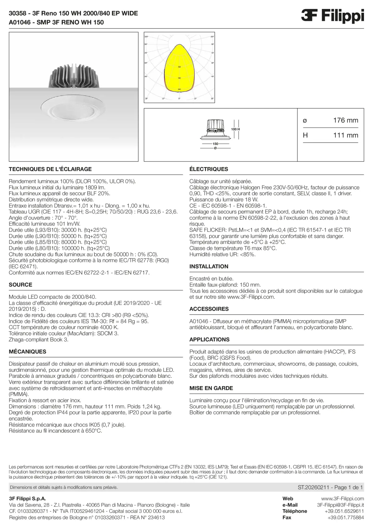30358+A01046 - 3F Reno 150 WH 2000-840 EP WIDE + SMP WH - Datasheet - fr