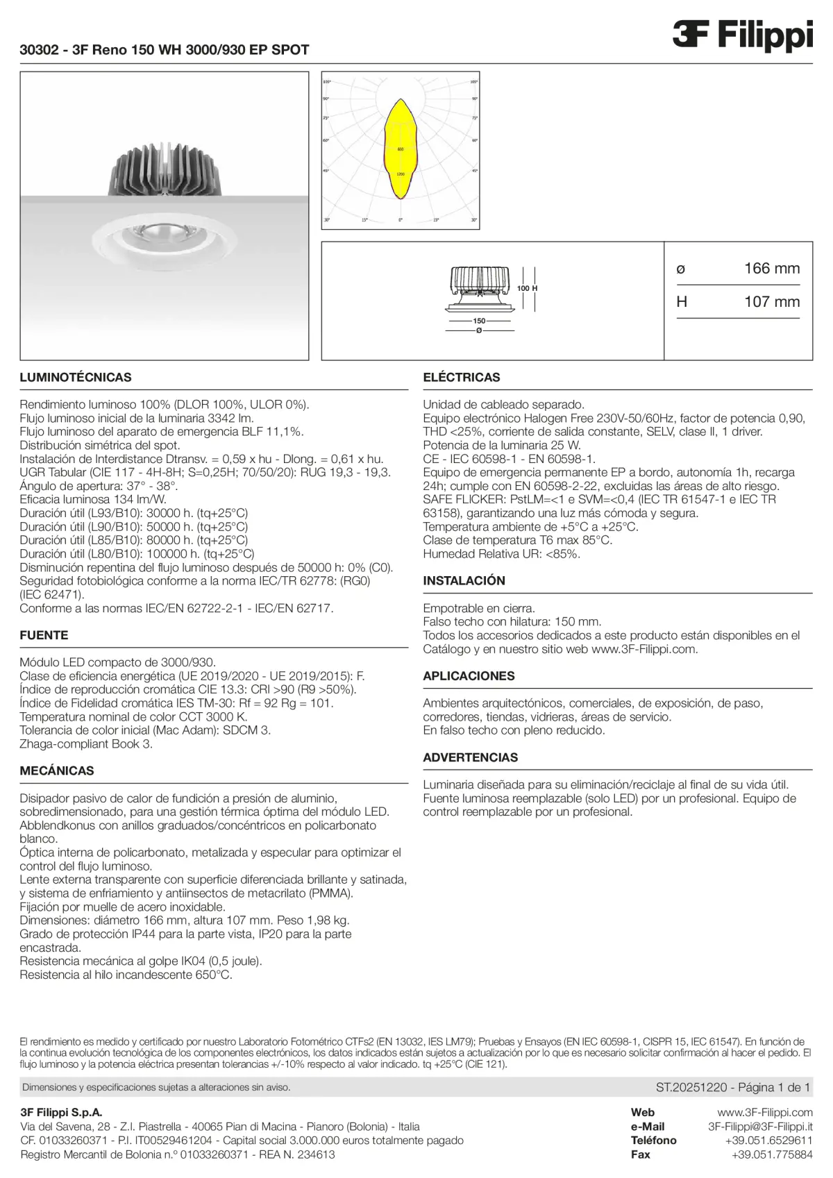 30302 - 3F Reno 150 WH 3000-930 EP SPOT - Datasheet - es